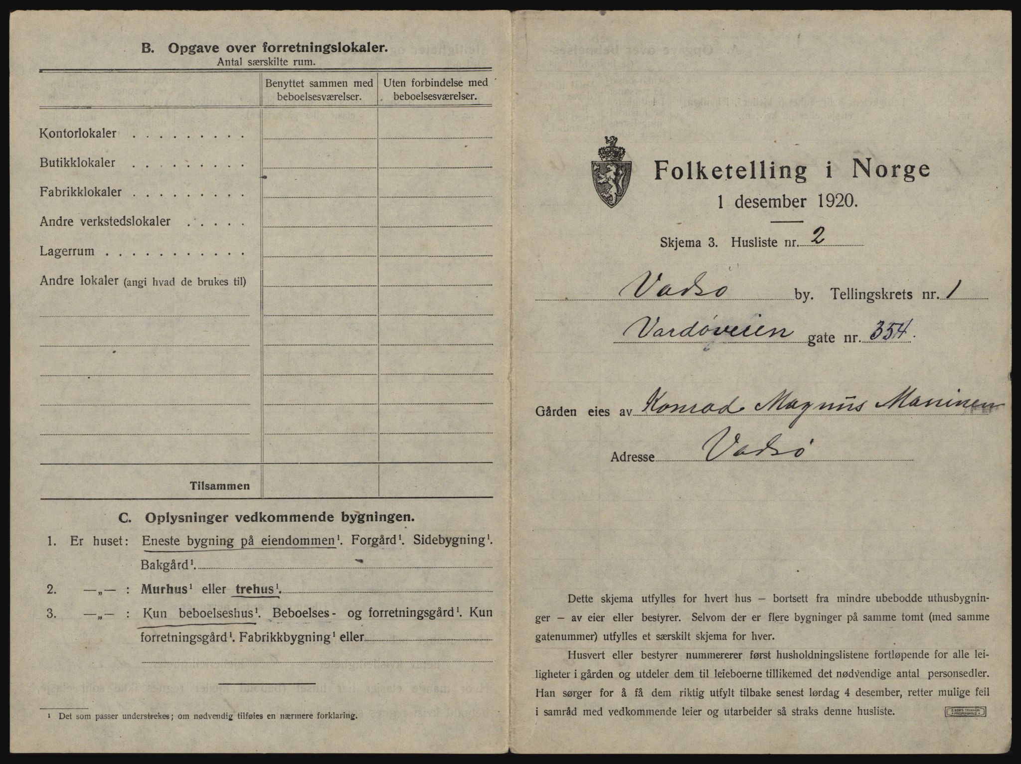 SATØ, 1920 census for Vadsø, 1920, p. 22