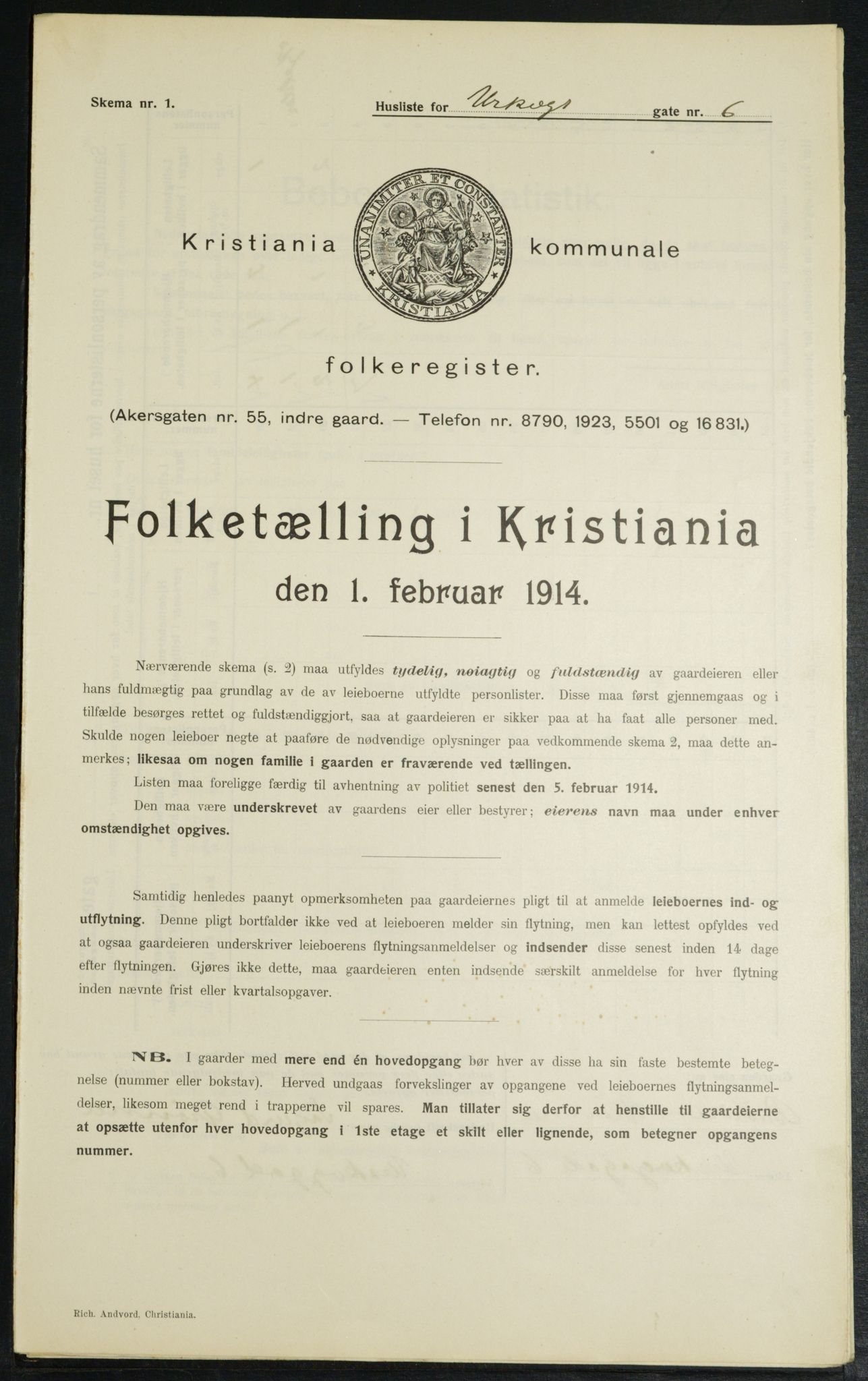 OBA, Municipal Census 1914 for Kristiania, 1914, p. 2560