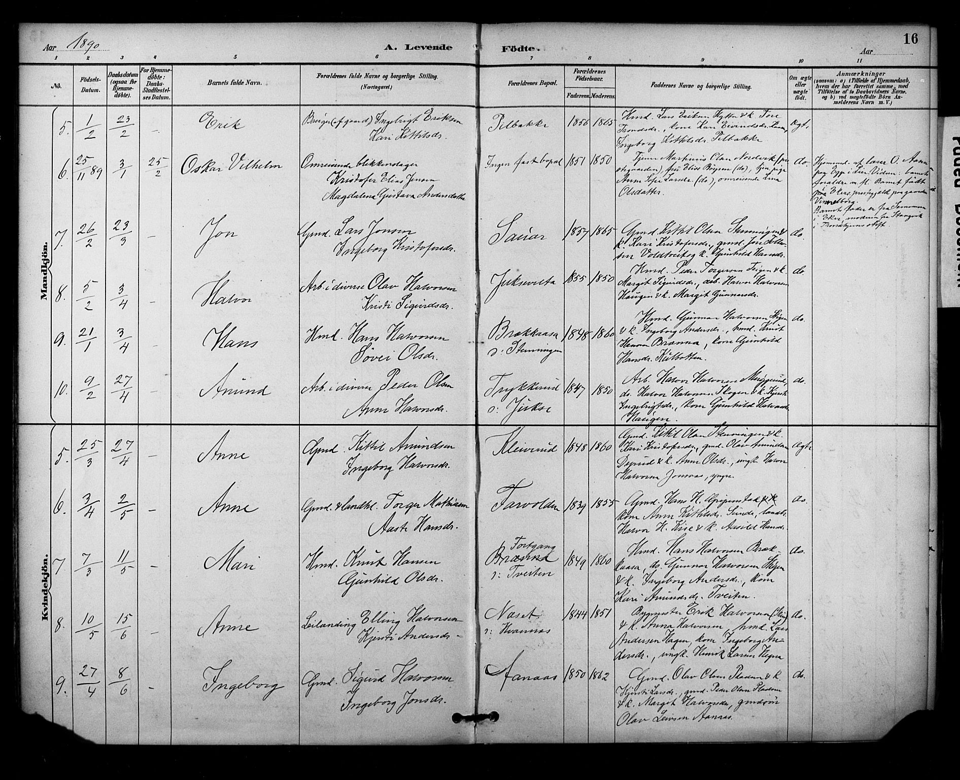 Sauherad kirkebøker, SAKO/A-298/F/Fa/L0009: Parish register (official) no. I 9, 1887-1912, p. 16