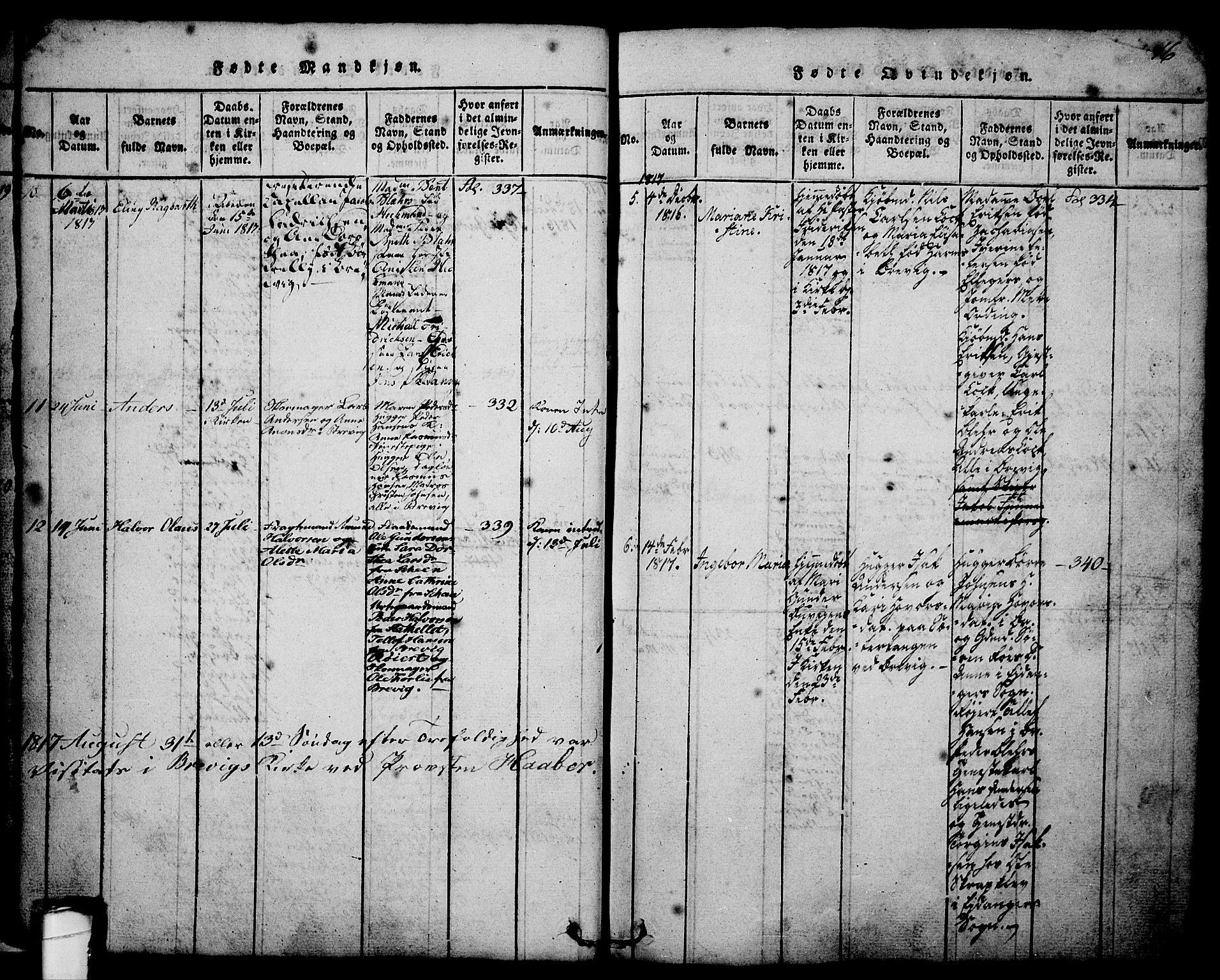 Brevik kirkebøker, SAKO/A-255/G/Ga/L0001: Parish register (copy) no. 1, 1814-1845, p. 16