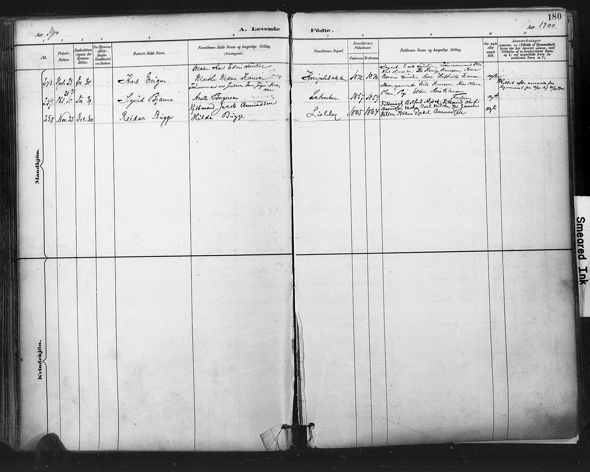 Glemmen prestekontor Kirkebøker, SAO/A-10908/F/Fa/L0013: Parish register (official) no. 13, 1892-1907, p. 180