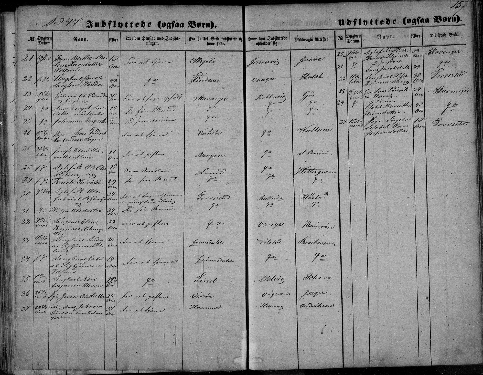 Avaldsnes sokneprestkontor, SAST/A -101851/H/Ha/Haa/L0008: Parish register (official) no. A 8, 1847-1857, p. 157