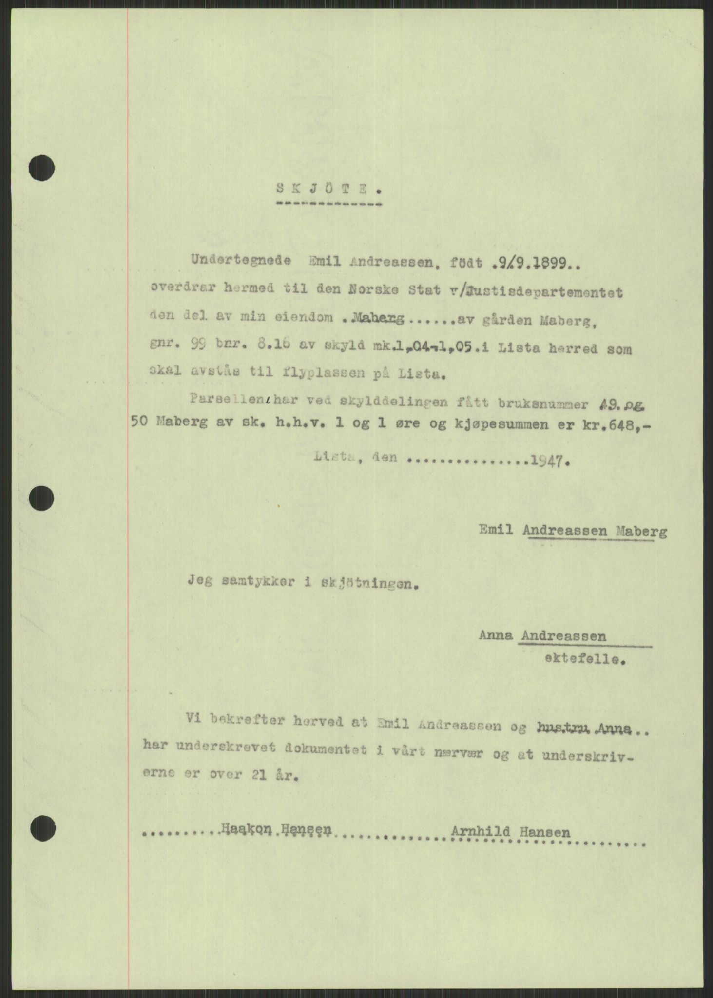 Forsvarsdepartementet, 10. kontor / Oppgjørskontoret, AV/RA-RAFA-1225/D/Db/L0182: Lista oppgjørskontor, 1942-1950, p. 75