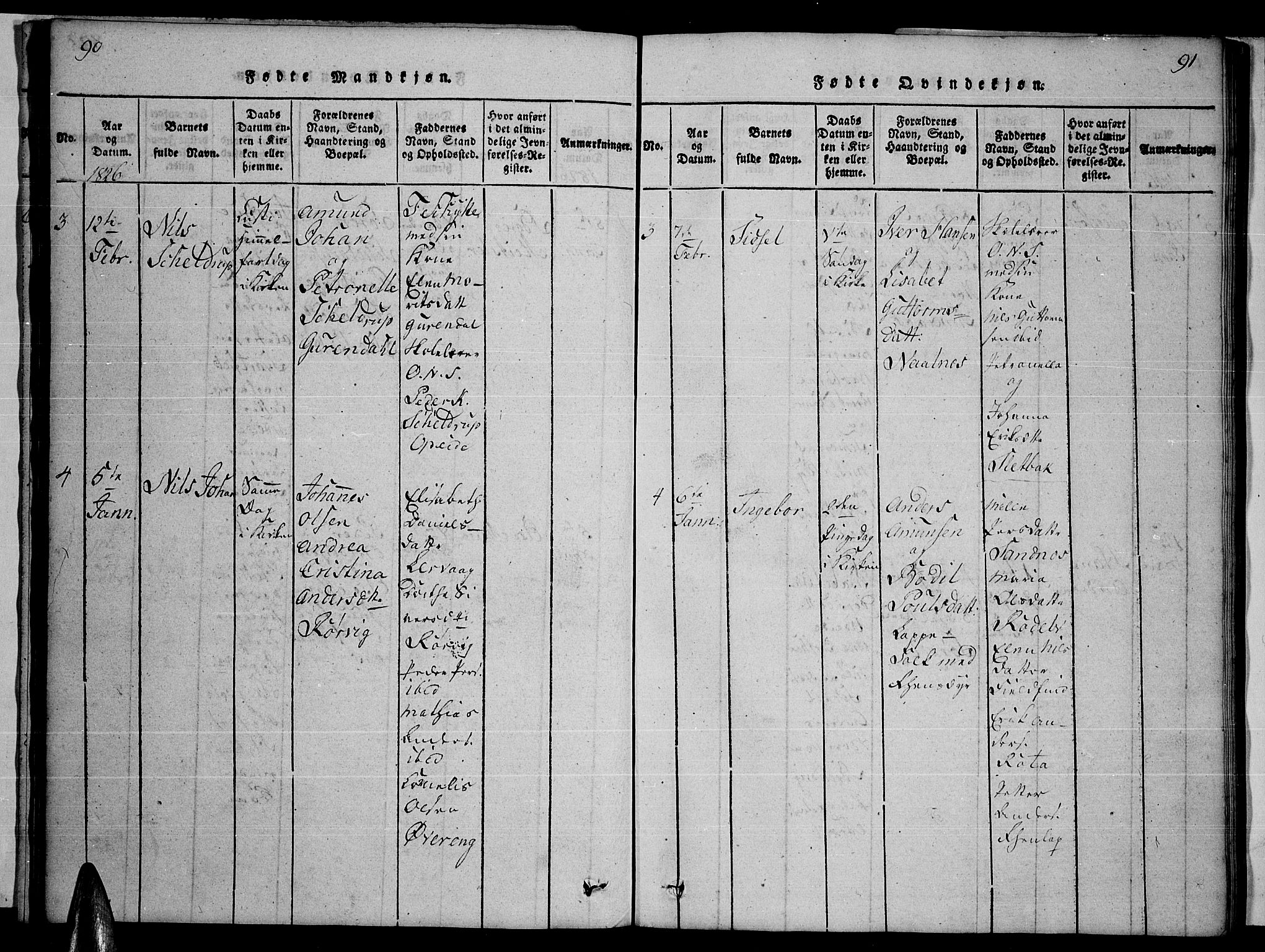 Ministerialprotokoller, klokkerbøker og fødselsregistre - Nordland, AV/SAT-A-1459/859/L0855: Parish register (copy) no. 859C01, 1821-1839, p. 90-91