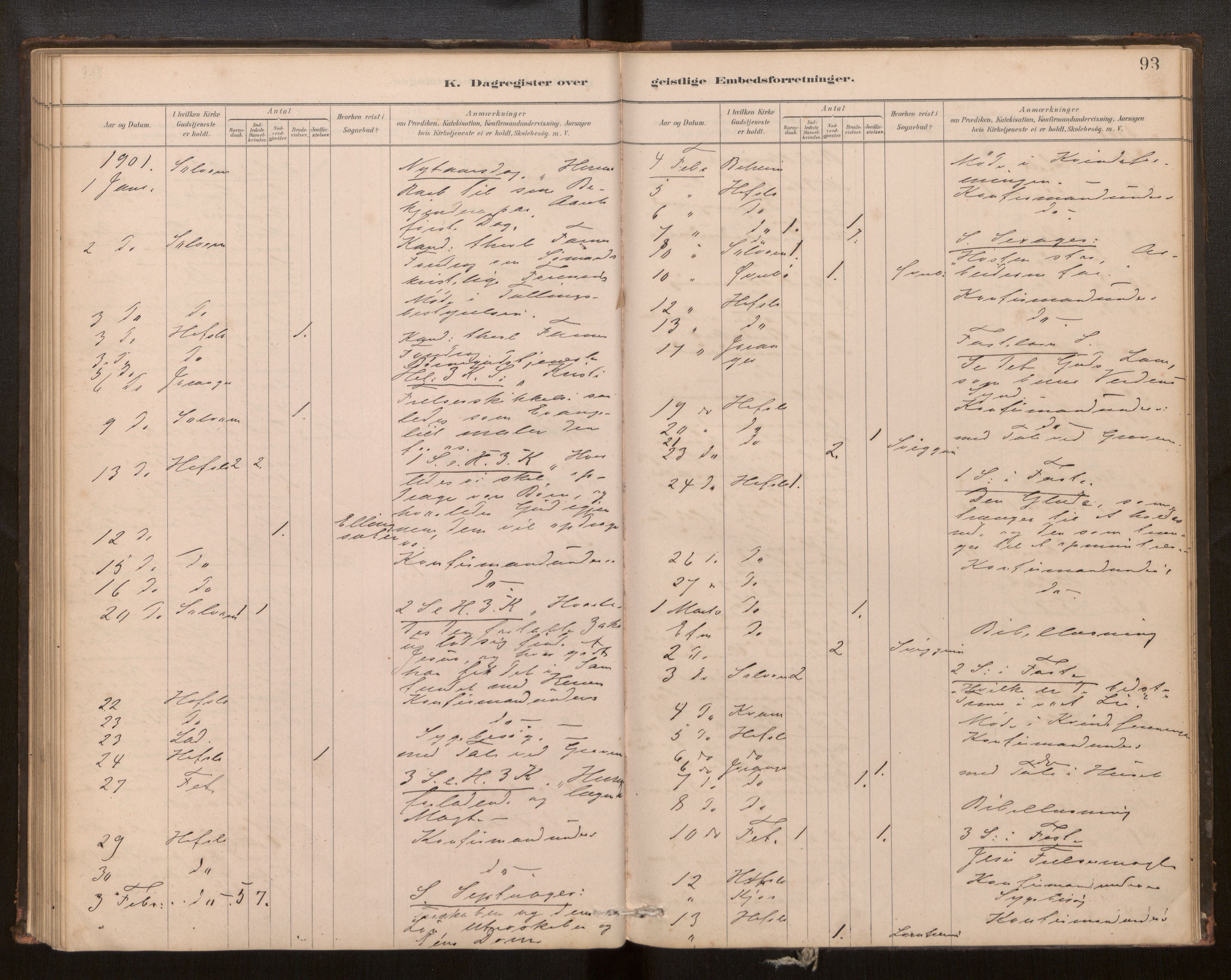 Hafslo sokneprestembete, SAB/A-80301/H/Haa/Haaf/L0003: Diary records no. F 3, 1879-1909, p. 93