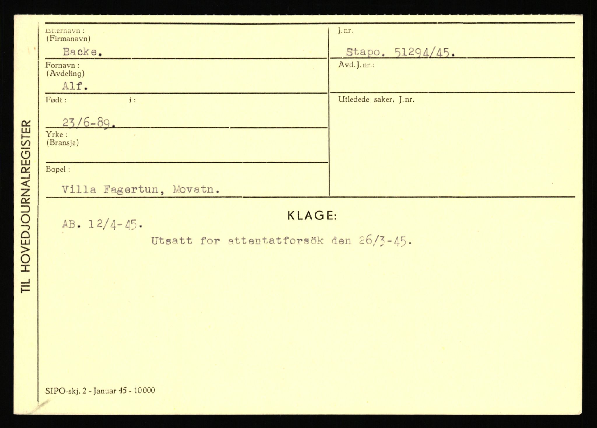 Statspolitiet - Hovedkontoret / Osloavdelingen, AV/RA-S-1329/C/Ca/L0002: Arneberg - Brand, 1943-1945, p. 920