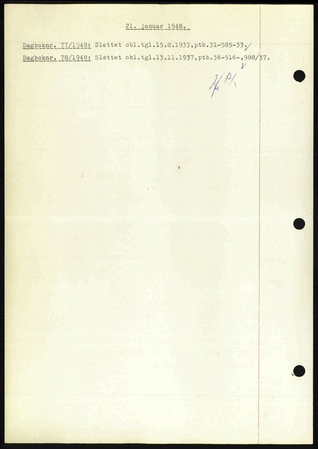 Nedenes sorenskriveri, SAK/1221-0006/G/Gb/Gba/L0058: Mortgage book no. A10, 1947-1948, Diary no: : 77/1948