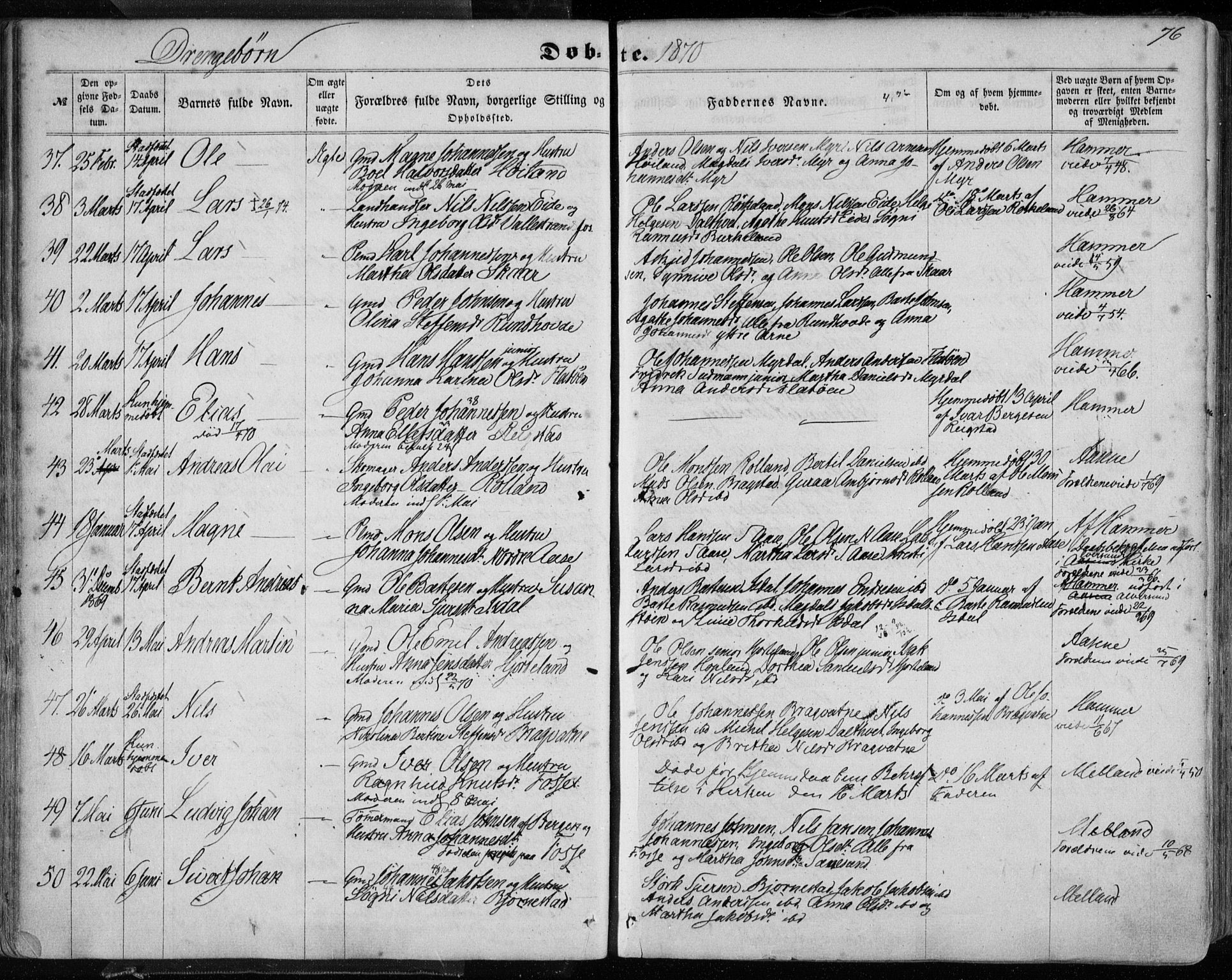 Hamre sokneprestembete, AV/SAB-A-75501/H/Ha/Haa/Haaa/L0014: Parish register (official) no. A 14, 1858-1872, p. 76