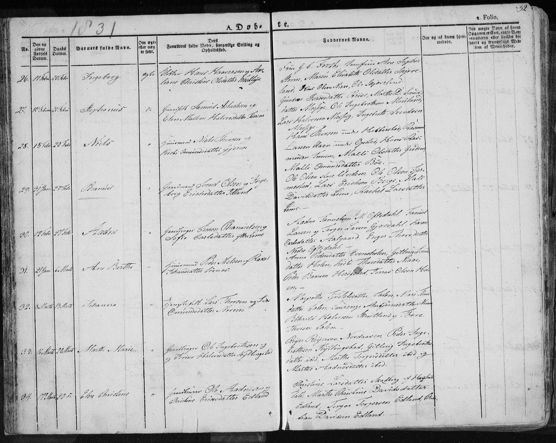 Lye sokneprestkontor, AV/SAST-A-101794/001/30BA/L0004: Parish register (official) no. A 4, 1826-1841, p. 52