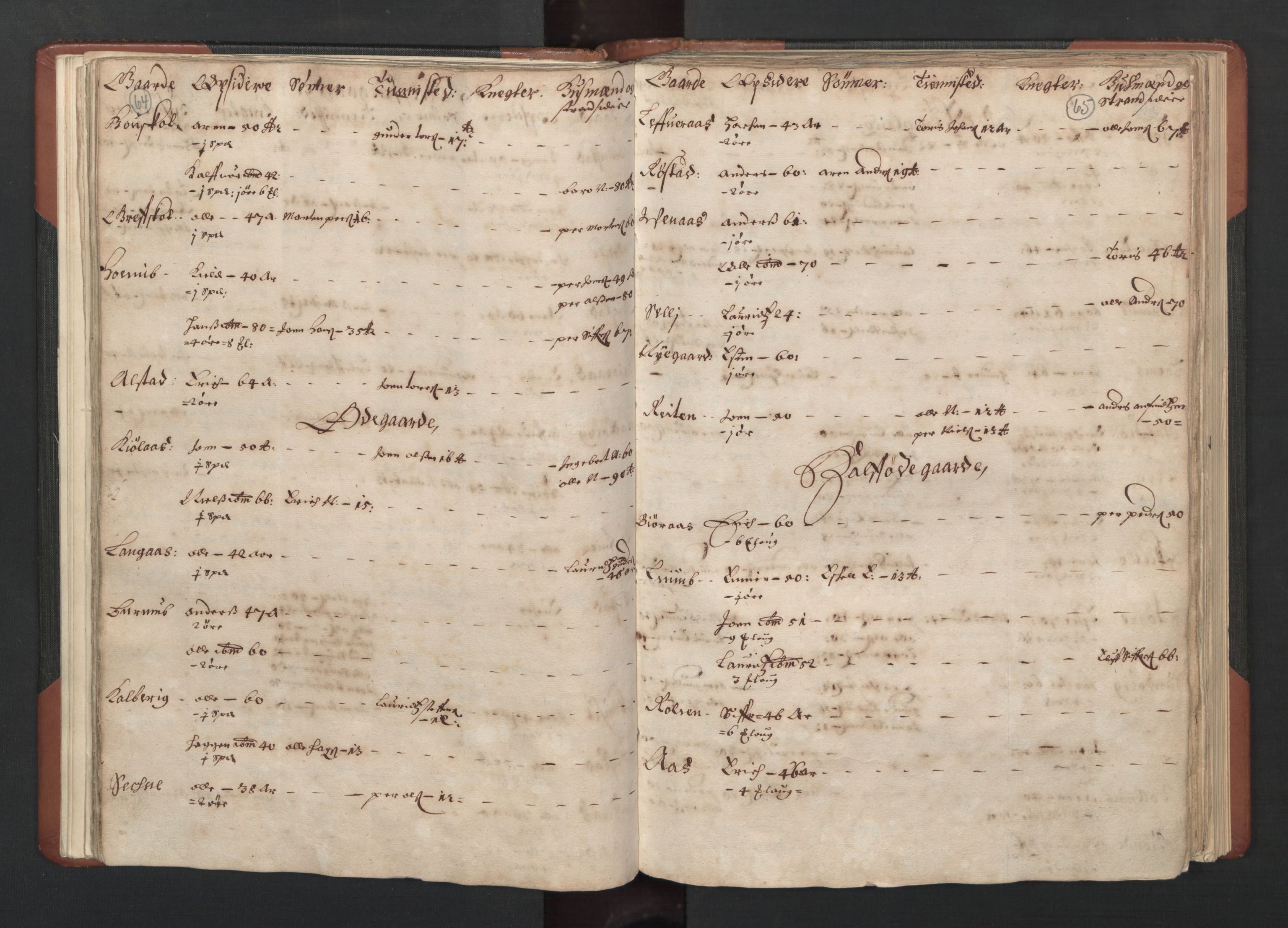 RA, Bailiff's Census 1664-1666, no. 19: Fosen fogderi, Inderøy fogderi, Selbu fogderi, Namdal fogderi and Stjørdal fogderi, 1664-1665, p. 64-65