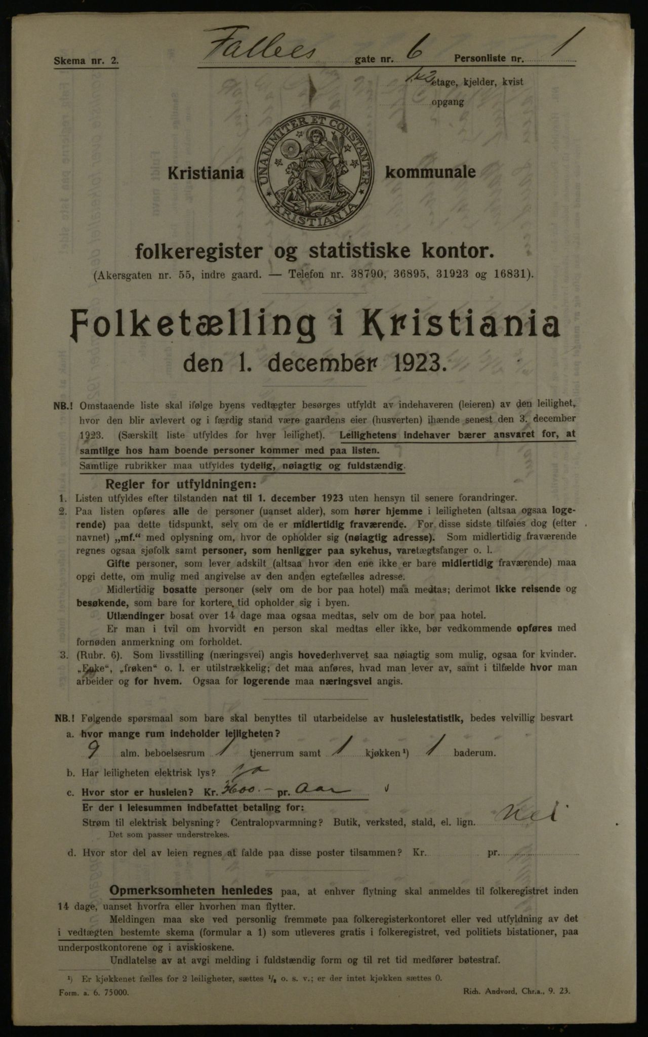 OBA, Municipal Census 1923 for Kristiania, 1923, p. 26163