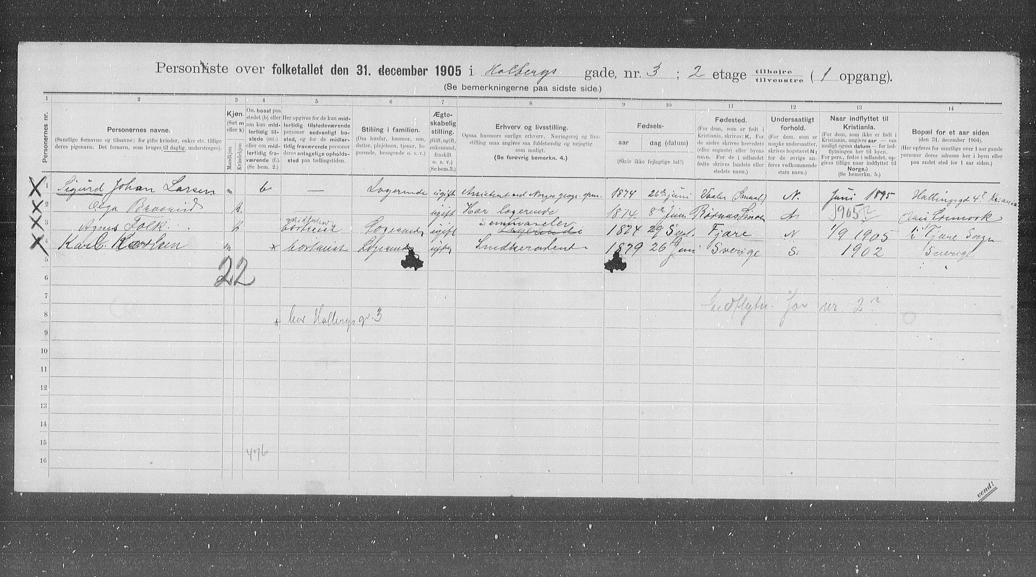 OBA, Municipal Census 1905 for Kristiania, 1905, p. 20925