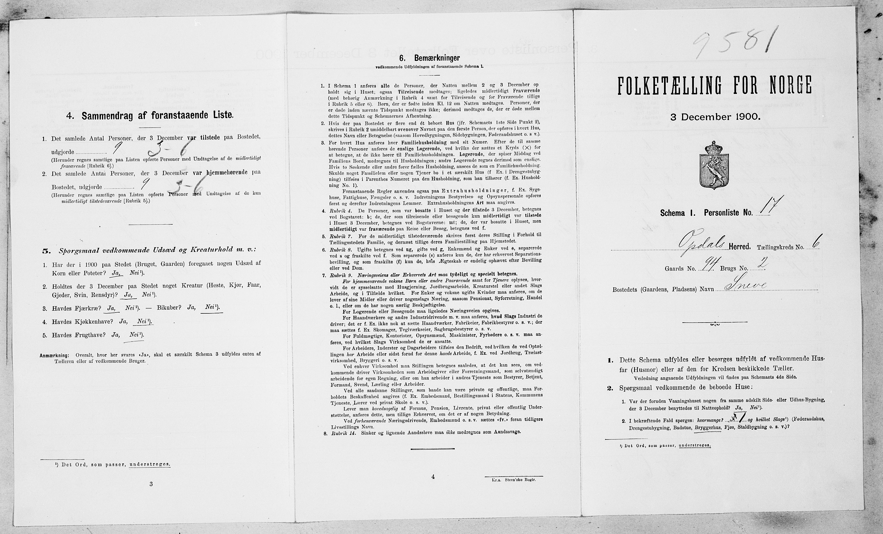 SAT, 1900 census for Oppdal, 1900, p. 608