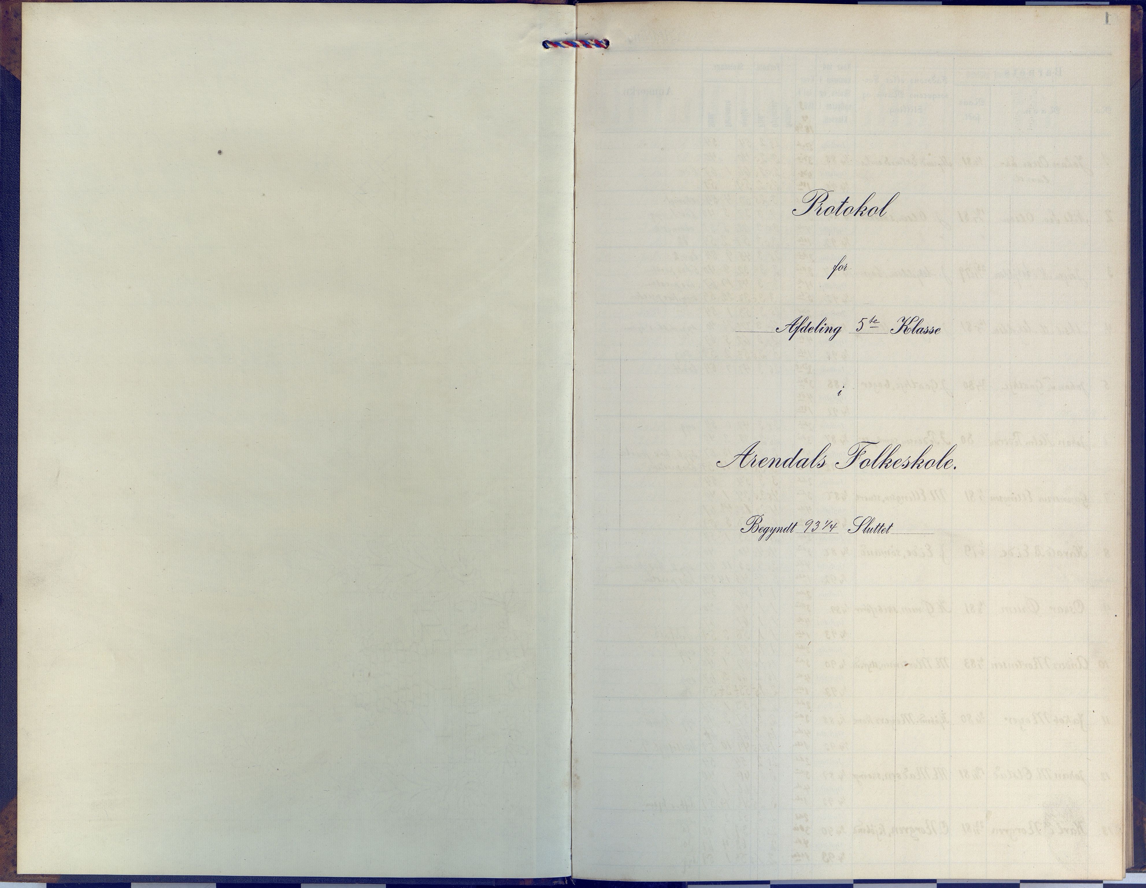 Arendal kommune, Katalog I, AAKS/KA0906-PK-I/07/L0045: Protokoll for 5. klasse, 1893-1897