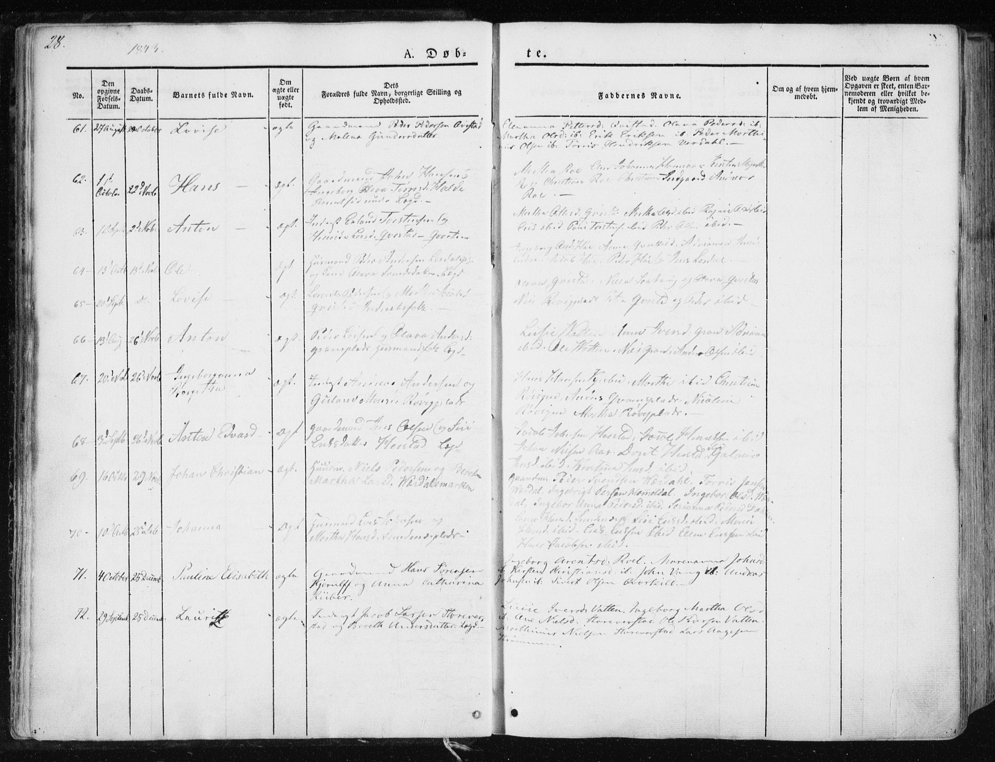 Ministerialprotokoller, klokkerbøker og fødselsregistre - Nord-Trøndelag, AV/SAT-A-1458/730/L0280: Parish register (official) no. 730A07 /1, 1840-1854, p. 28