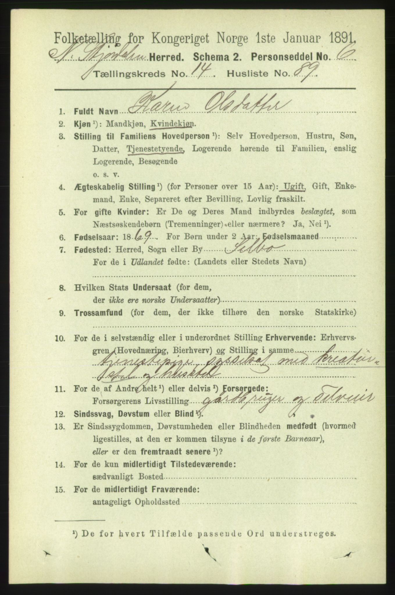 RA, 1891 census for 1714 Nedre Stjørdal, 1891, p. 7006