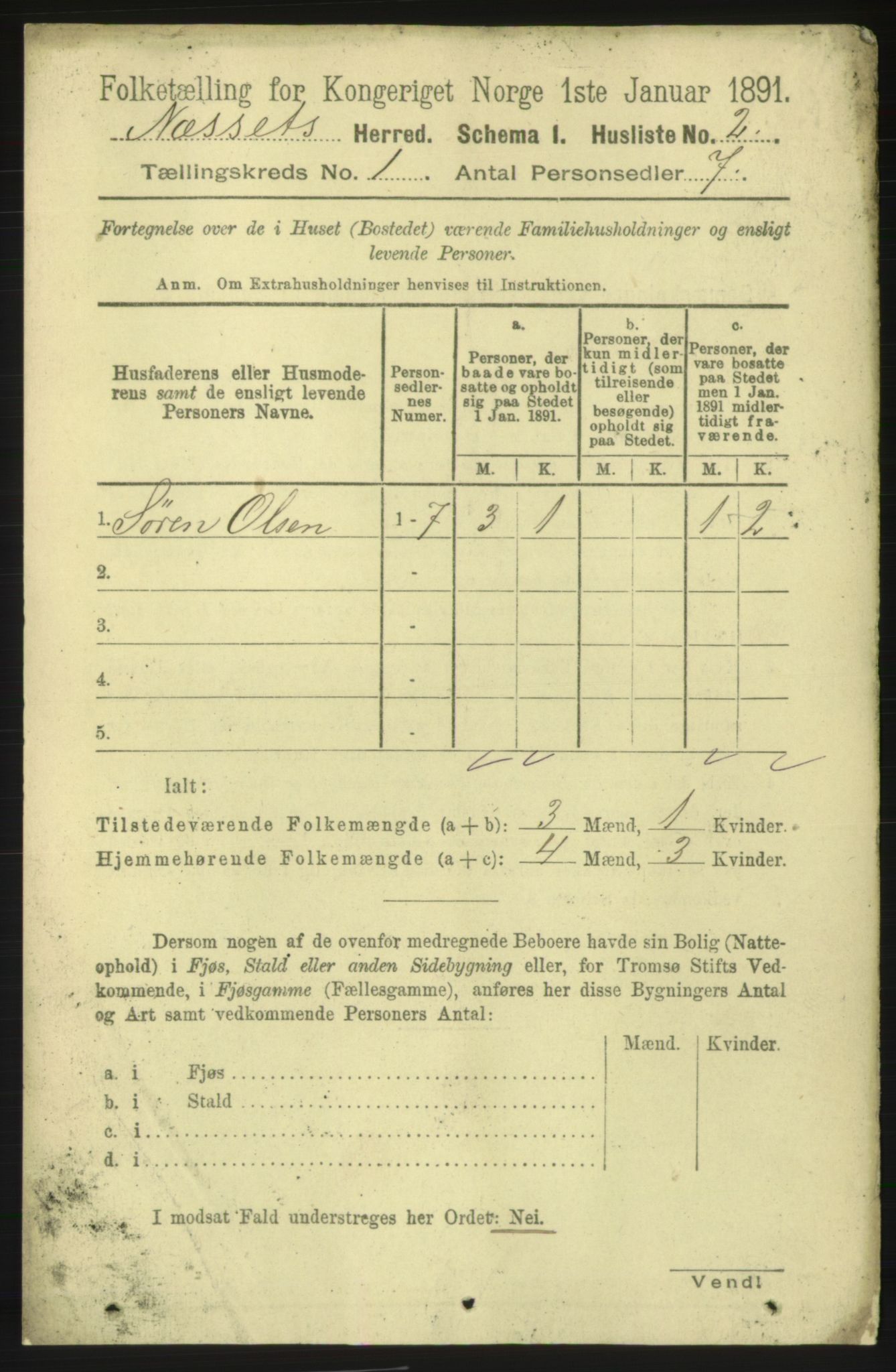 RA, 1891 census for 1543 Nesset, 1891, p. 16