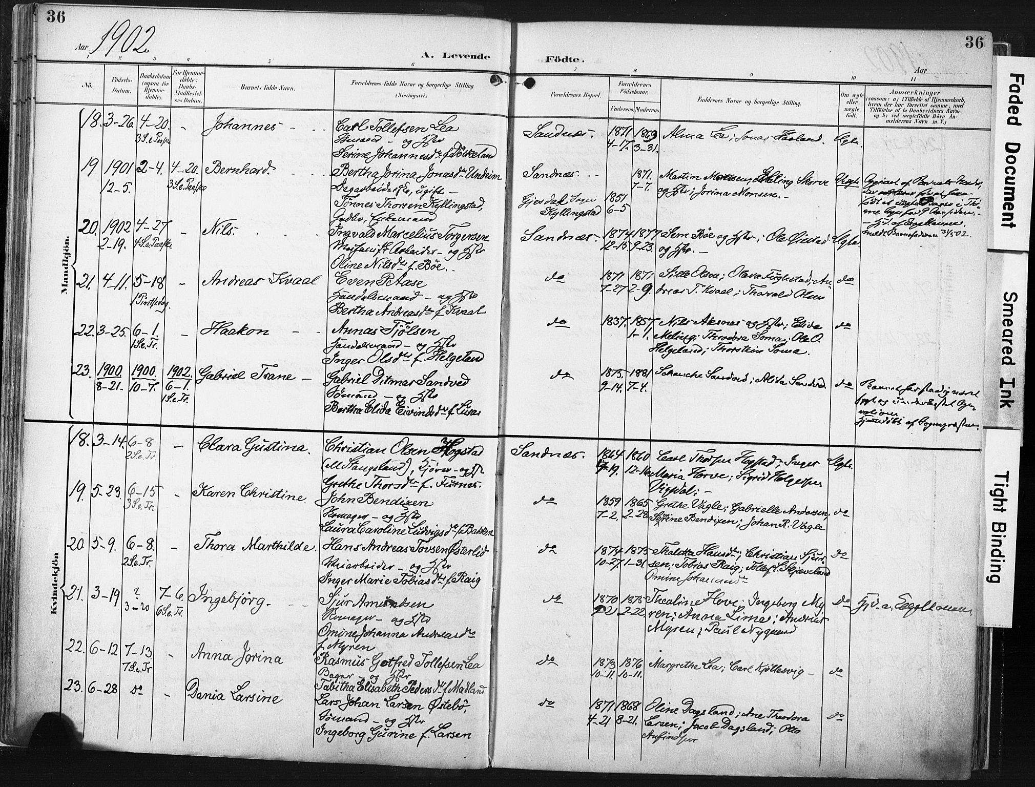 Høyland sokneprestkontor, AV/SAST-A-101799/001/30BA/L0016: Parish register (official) no. A 16, 1899-1911, p. 36