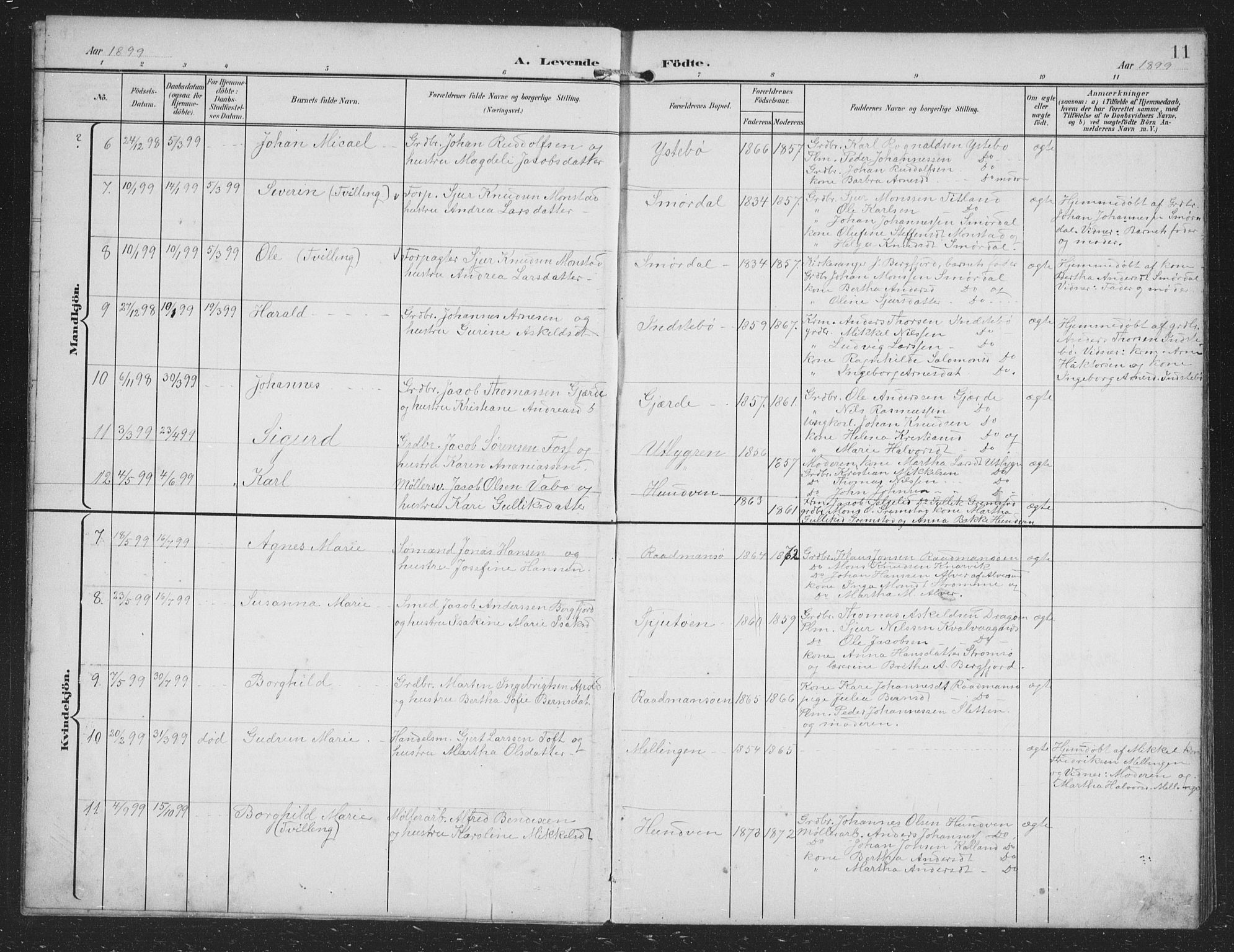 Alversund Sokneprestembete, SAB/A-73901/H/Ha/Hab: Parish register (copy) no. B 4, 1897-1914, p. 11