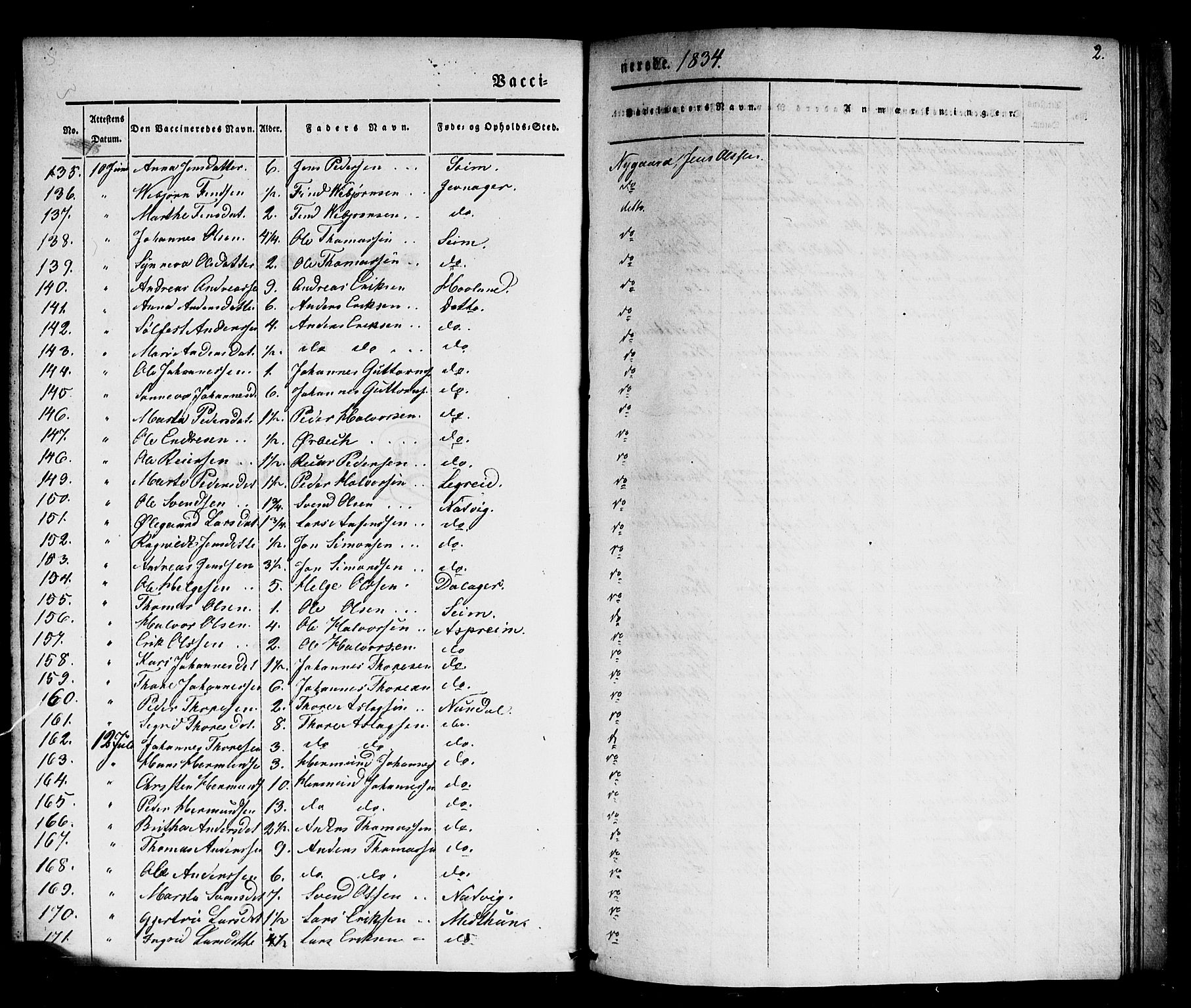 Lærdal sokneprestembete, SAB/A-81201: Parish register (official) no. A 18, 1834-1845, p. 2