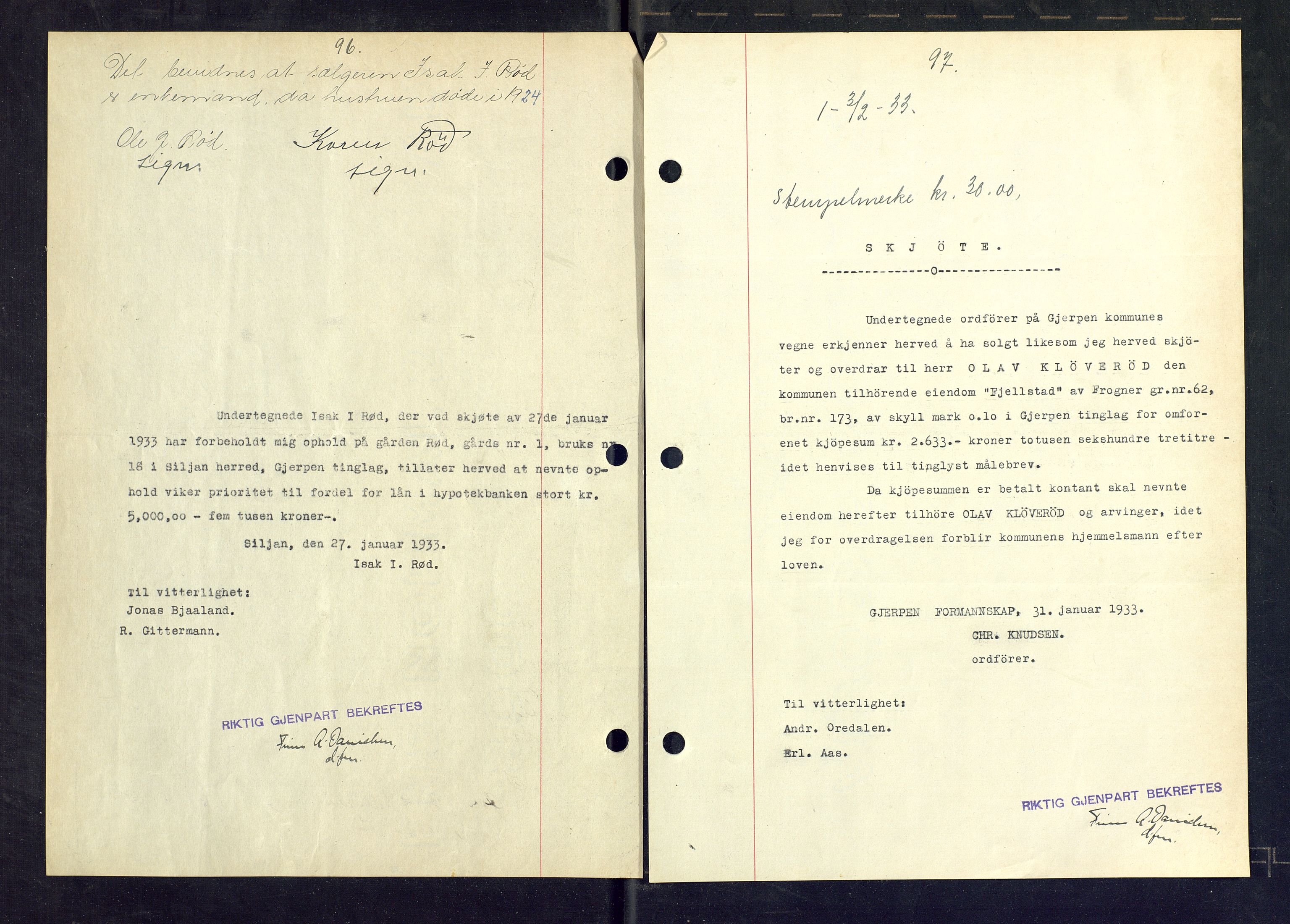 Gjerpen sorenskriveri, SAKO/A-216/G/Ga/Gaa/L0059: Mortgage book no. I 59-60 og 62, 1932-1934, Deed date: 03.02.1933