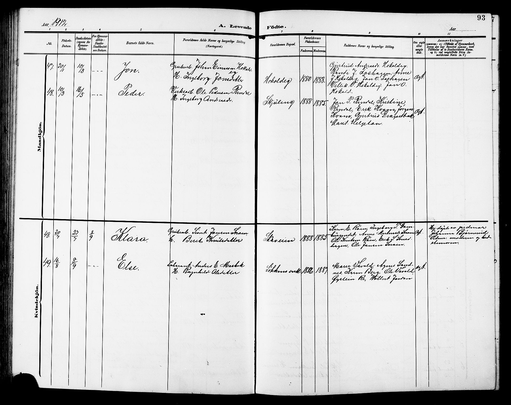 Ministerialprotokoller, klokkerbøker og fødselsregistre - Sør-Trøndelag, SAT/A-1456/672/L0864: Parish register (copy) no. 672C03, 1902-1914, p. 93