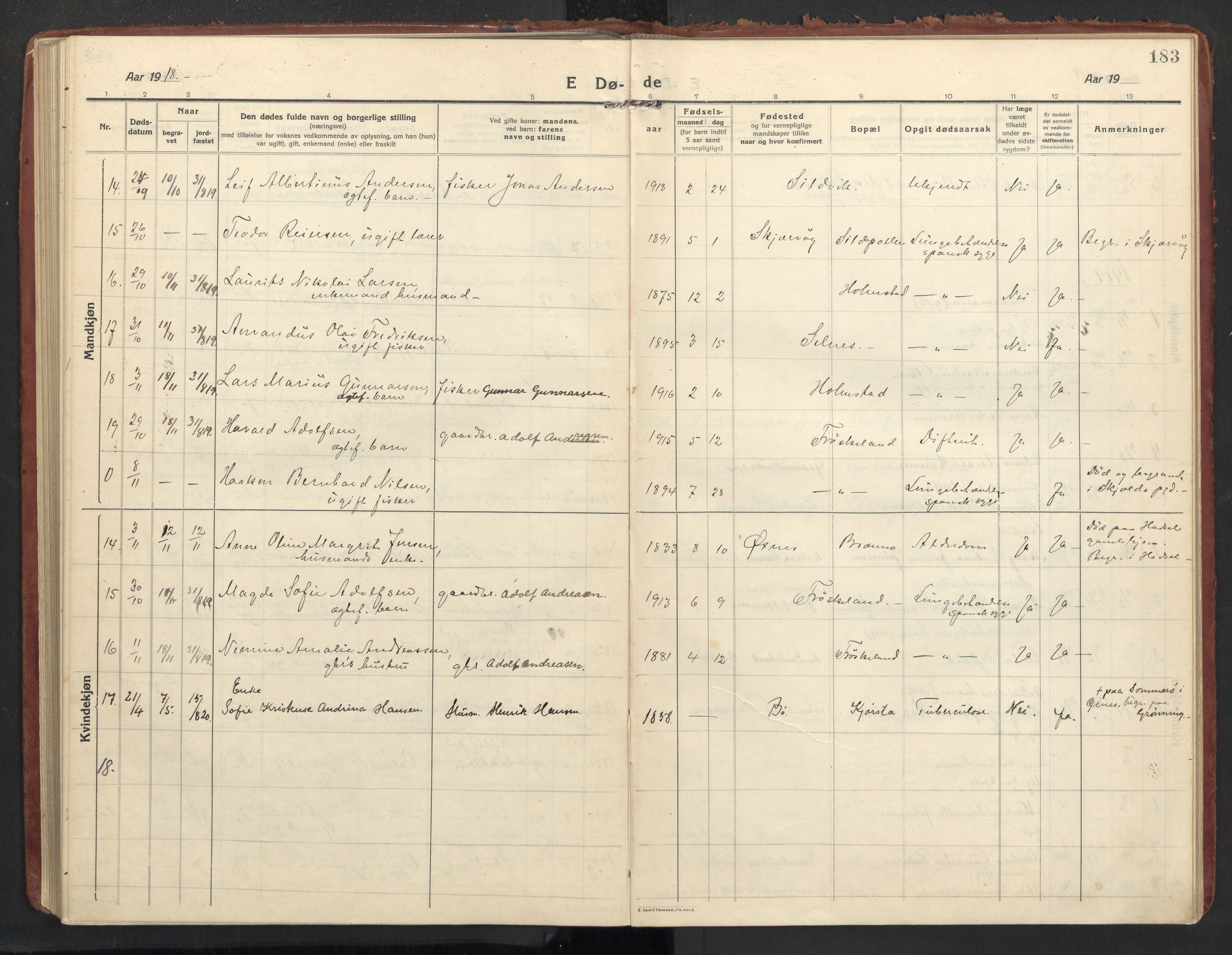 Ministerialprotokoller, klokkerbøker og fødselsregistre - Nordland, AV/SAT-A-1459/890/L1288: Parish register (official) no. 890A03, 1915-1925, p. 183