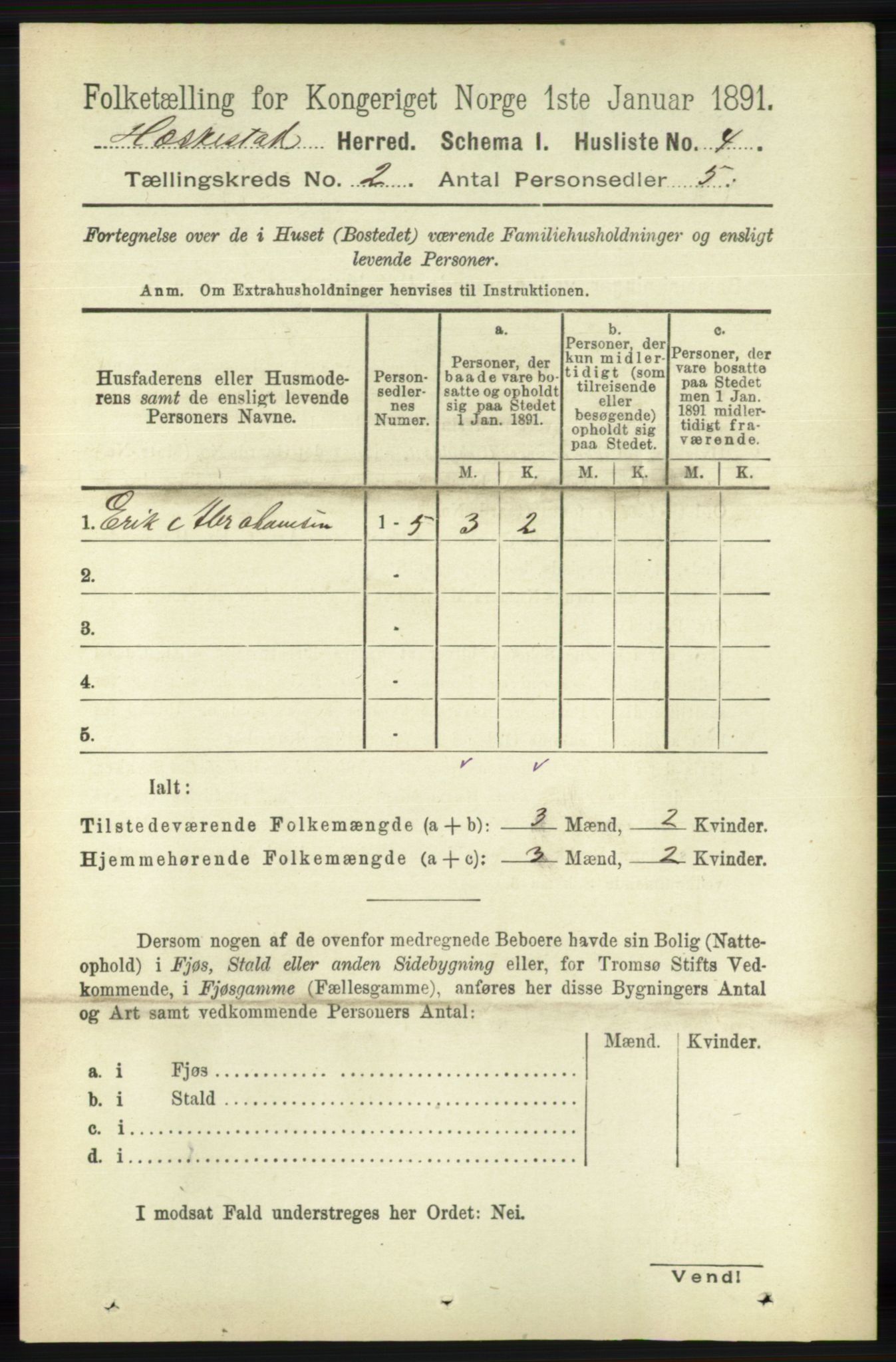 RA, 1891 census for 1113 Heskestad, 1891, p. 249