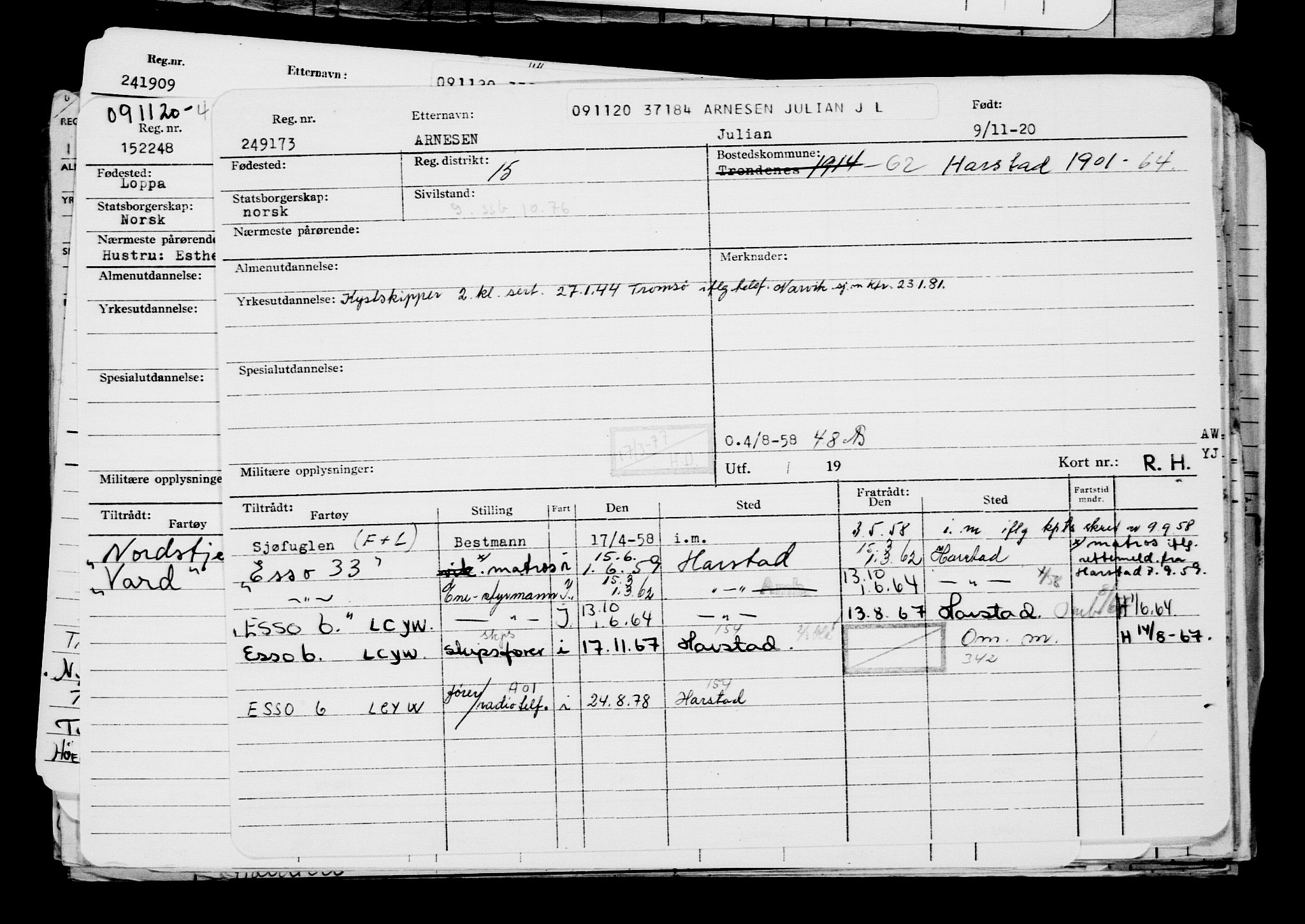 Direktoratet for sjømenn, AV/RA-S-3545/G/Gb/L0187: Hovedkort, 1920, p. 208