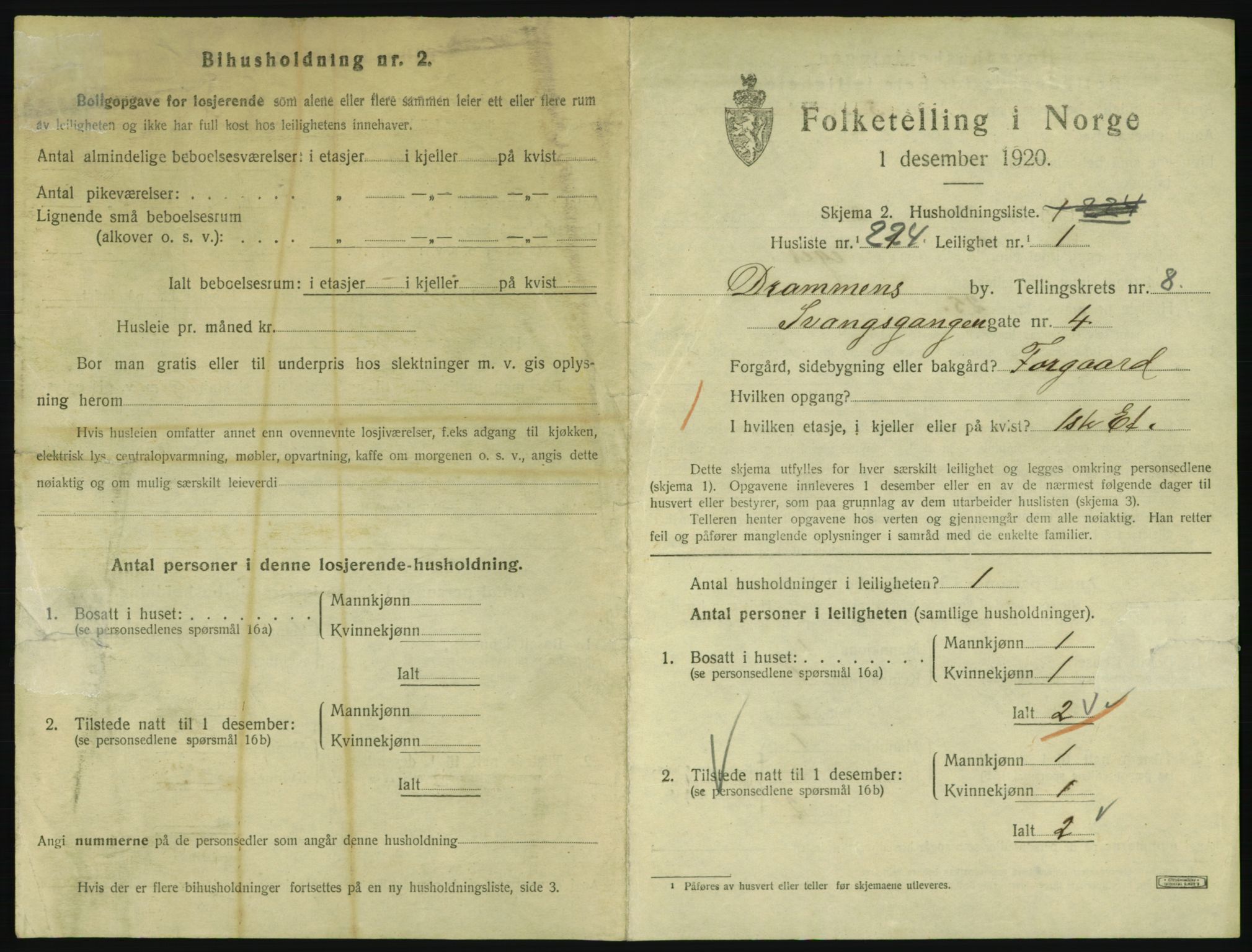 SAKO, 1920 census for Drammen, 1920, p. 15263