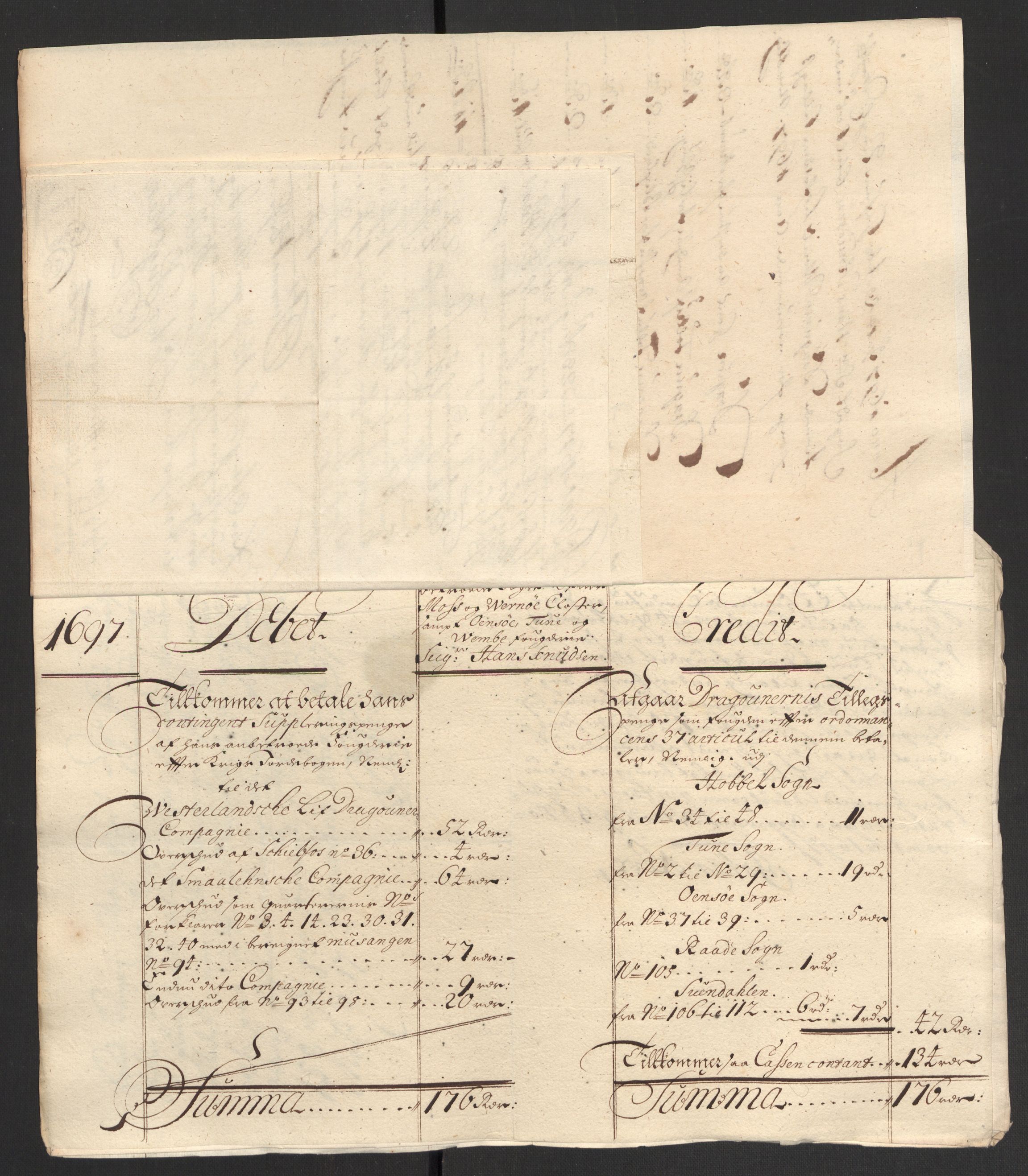 Rentekammeret inntil 1814, Reviderte regnskaper, Fogderegnskap, AV/RA-EA-4092/R04/L0125: Fogderegnskap Moss, Onsøy, Tune, Veme og Åbygge, 1697, p. 129