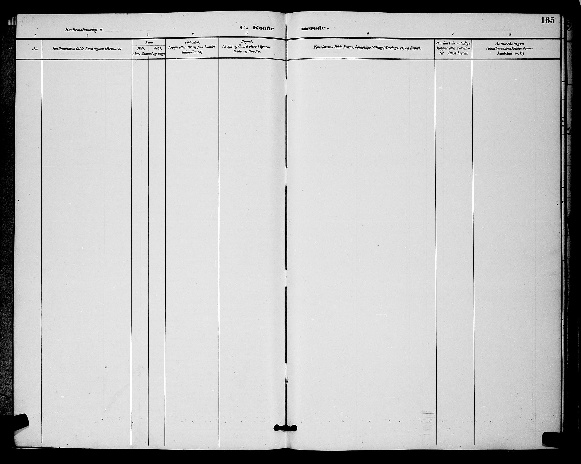 Rygge prestekontor Kirkebøker, SAO/A-10084b/G/Ga/L0002: Parish register (copy) no. 2, 1887-1905, p. 165
