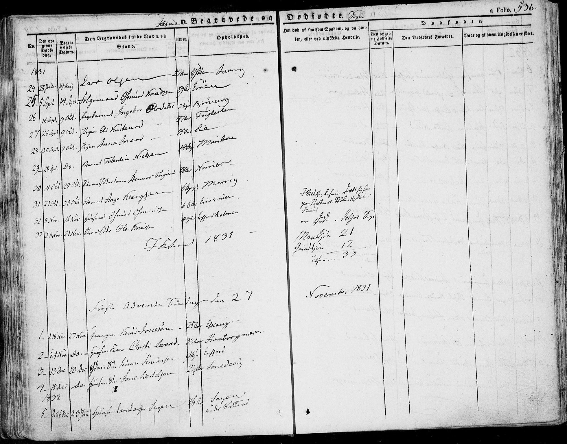 Jelsa sokneprestkontor, AV/SAST-A-101842/01/IV: Parish register (official) no. A 6.2, 1828-1853, p. 536