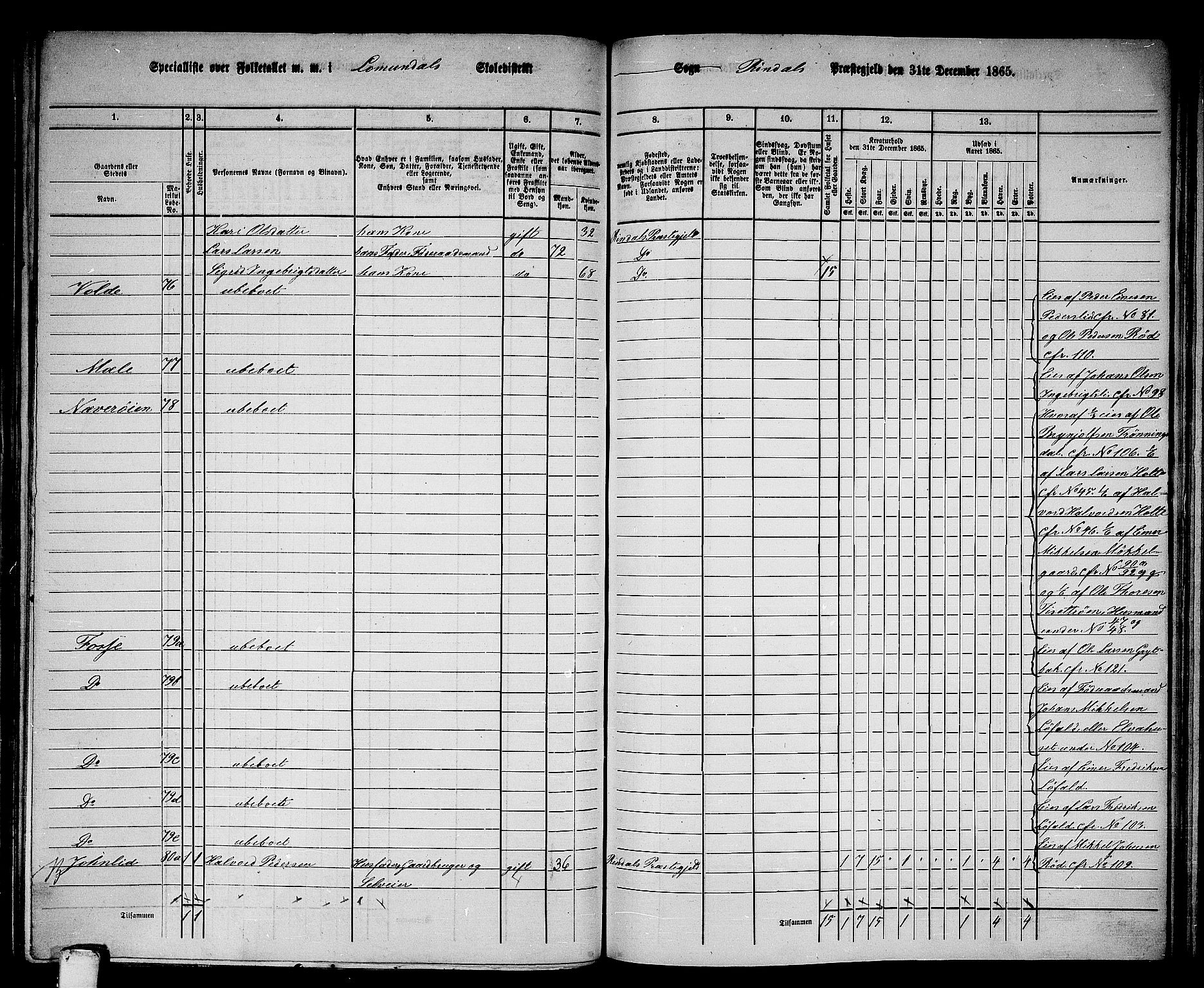 RA, 1865 census for Rindal, 1865, p. 7