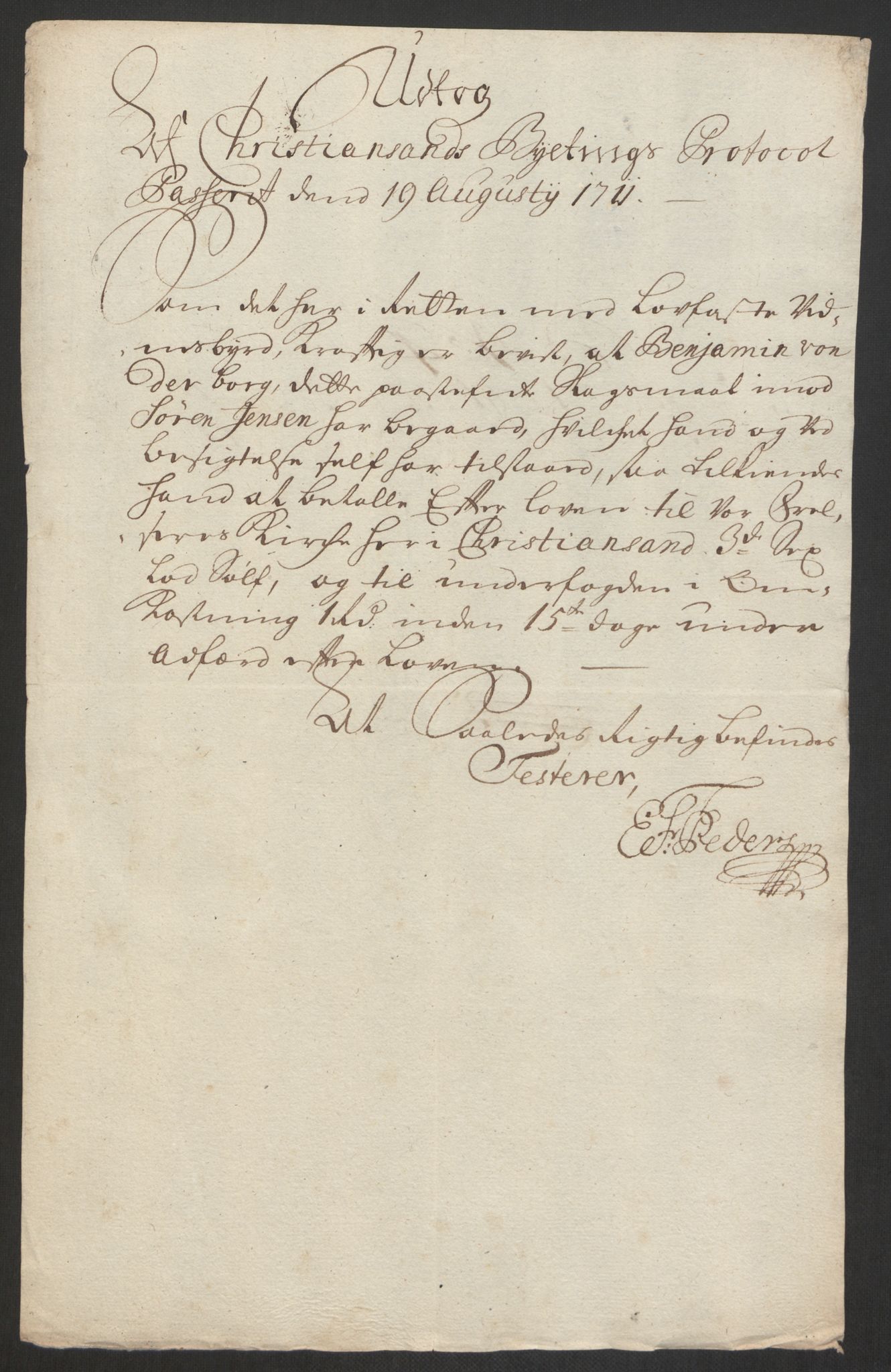 Rentekammeret inntil 1814, Reviderte regnskaper, Byregnskaper, AV/RA-EA-4066/R/Rm/L0285: [M18] Sikt og sakefall, 1681-1718, p. 505