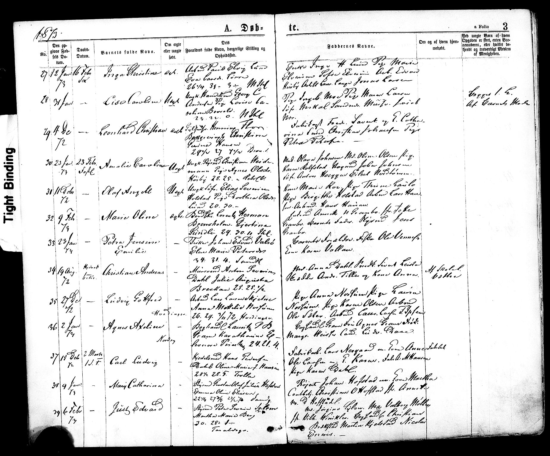 Ministerialprotokoller, klokkerbøker og fødselsregistre - Sør-Trøndelag, SAT/A-1456/602/L0118: Parish register (official) no. 602A16, 1873-1879, p. 3