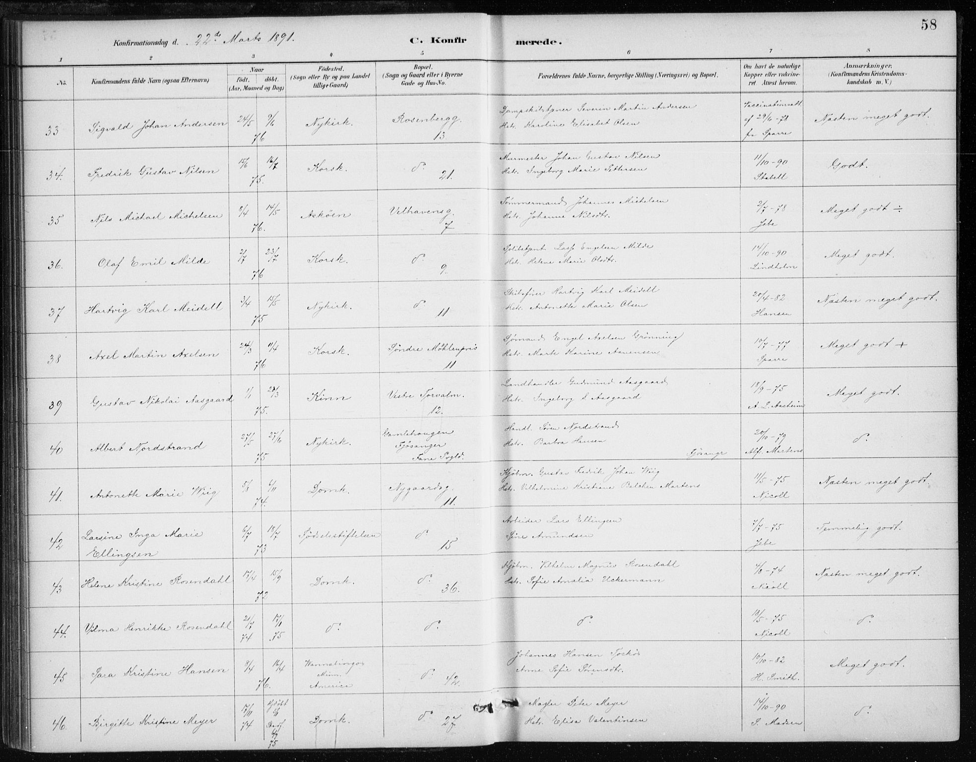 Johanneskirken sokneprestembete, AV/SAB-A-76001/H/Haa/L0008: Parish register (official) no. C 1, 1885-1907, p. 58