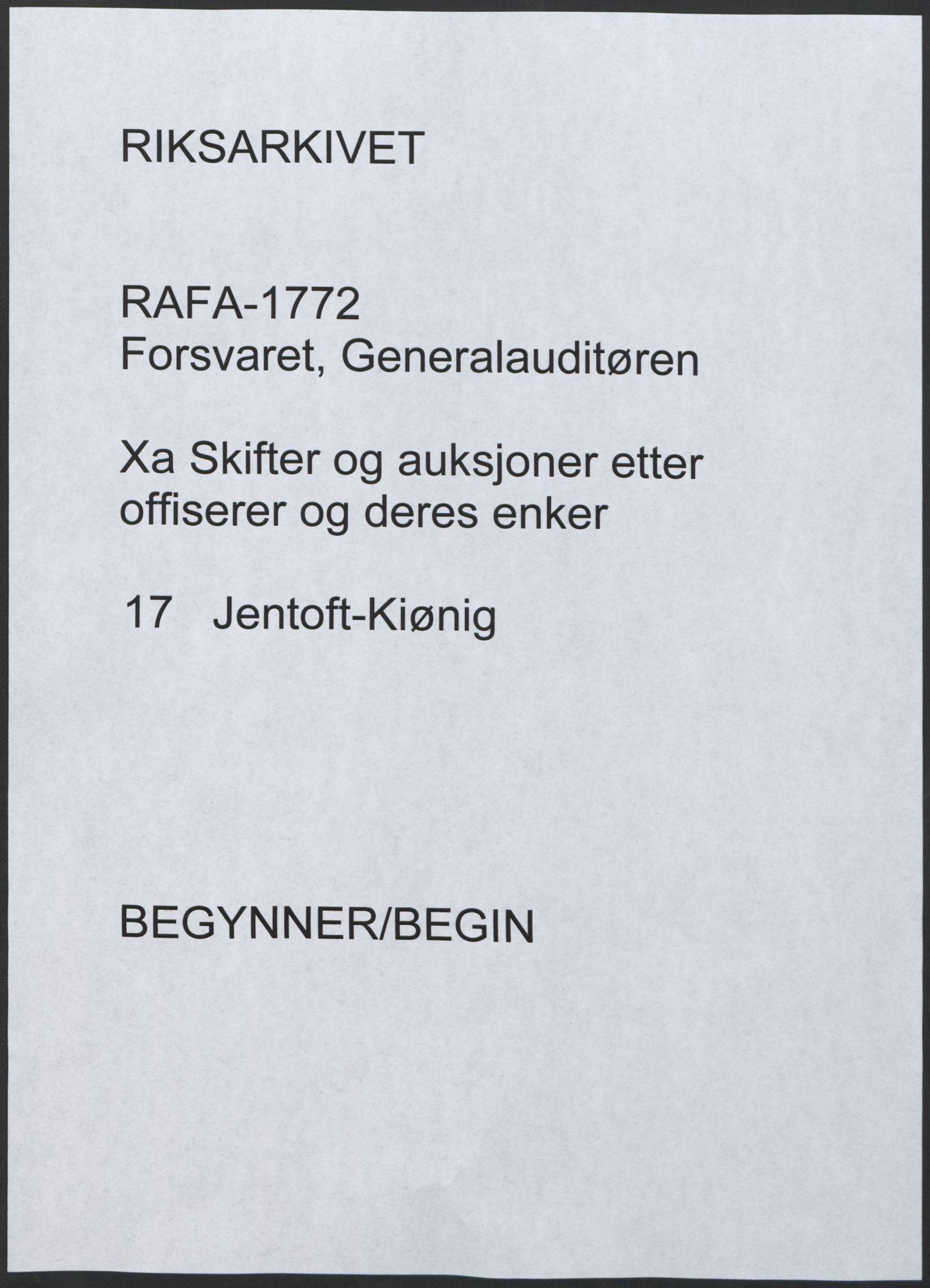 Forsvaret, Generalauditøren, AV/RA-RAFA-1772/F/Fj/Fja/L0017: --, 1759-1825, p. 1