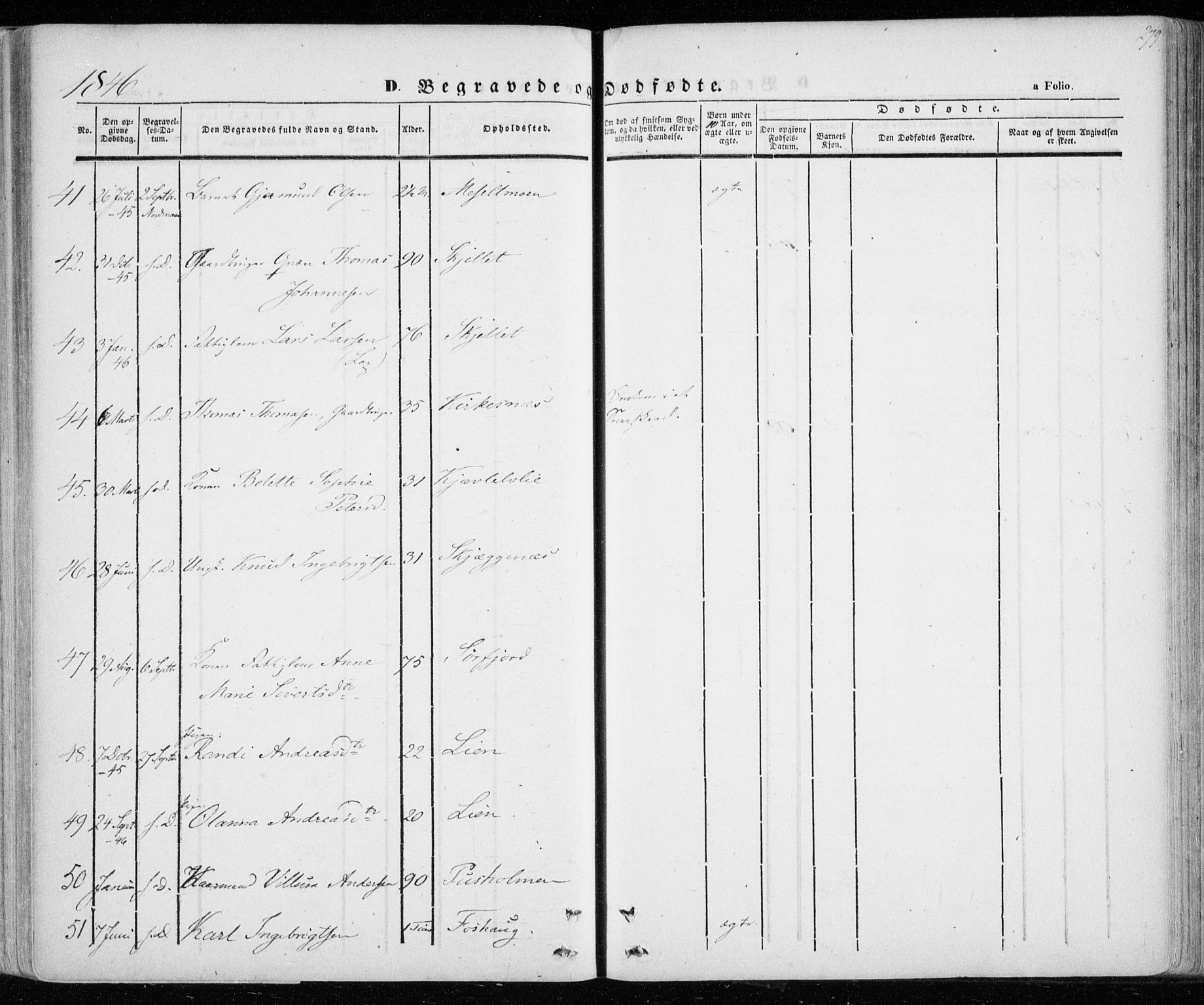 Lenvik sokneprestembete, SATØ/S-1310/H/Ha/Haa/L0006kirke: Parish register (official) no. 6, 1845-1854, p. 279