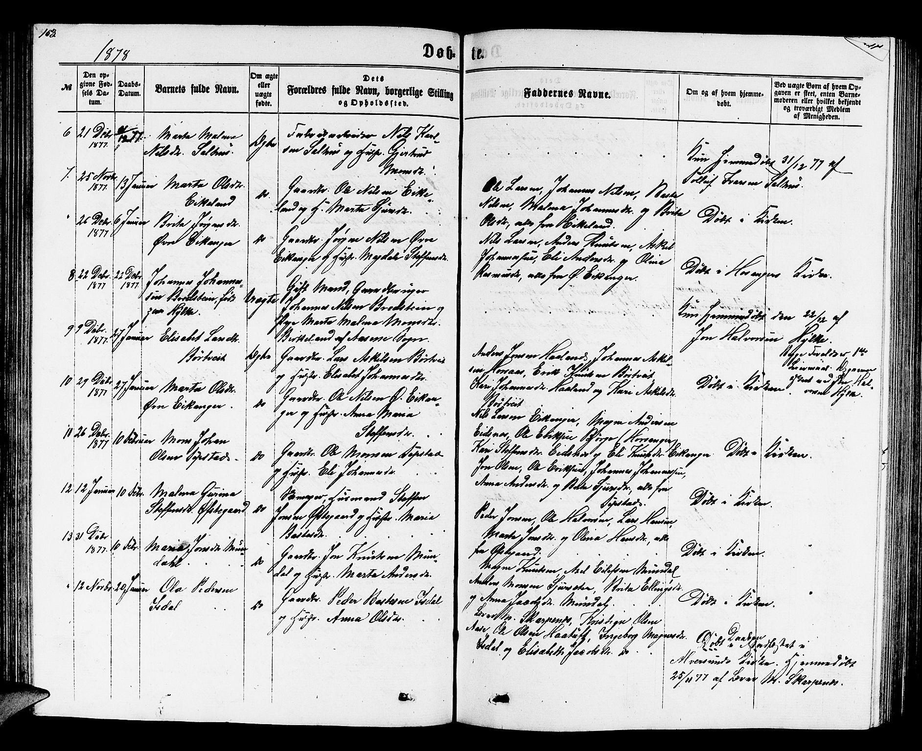 Hamre sokneprestembete, SAB/A-75501/H/Ha/Hab: Parish register (copy) no. B 2, 1863-1880, p. 153-154