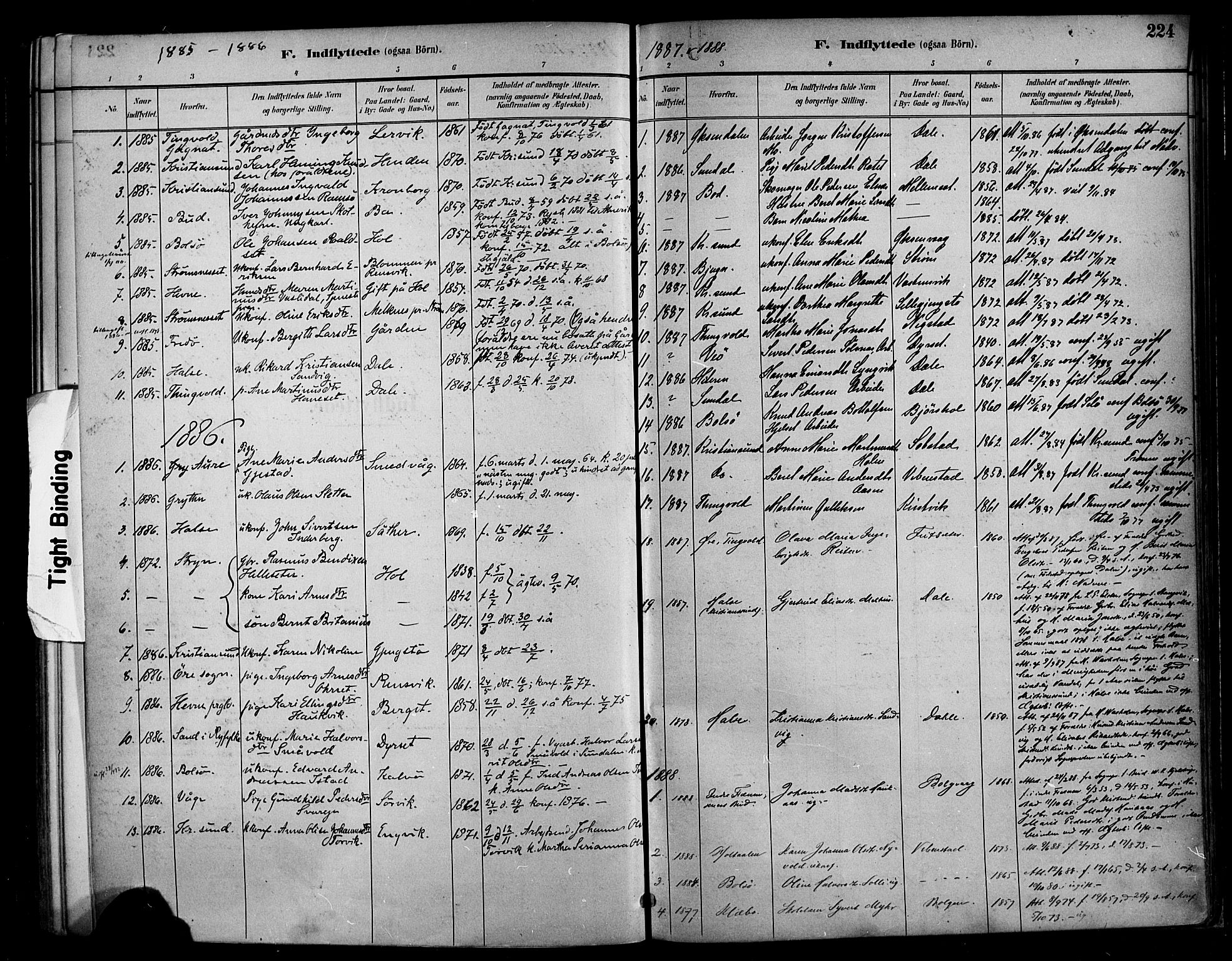 Ministerialprotokoller, klokkerbøker og fødselsregistre - Møre og Romsdal, SAT/A-1454/569/L0819: Parish register (official) no. 569A05, 1885-1899, p. 224