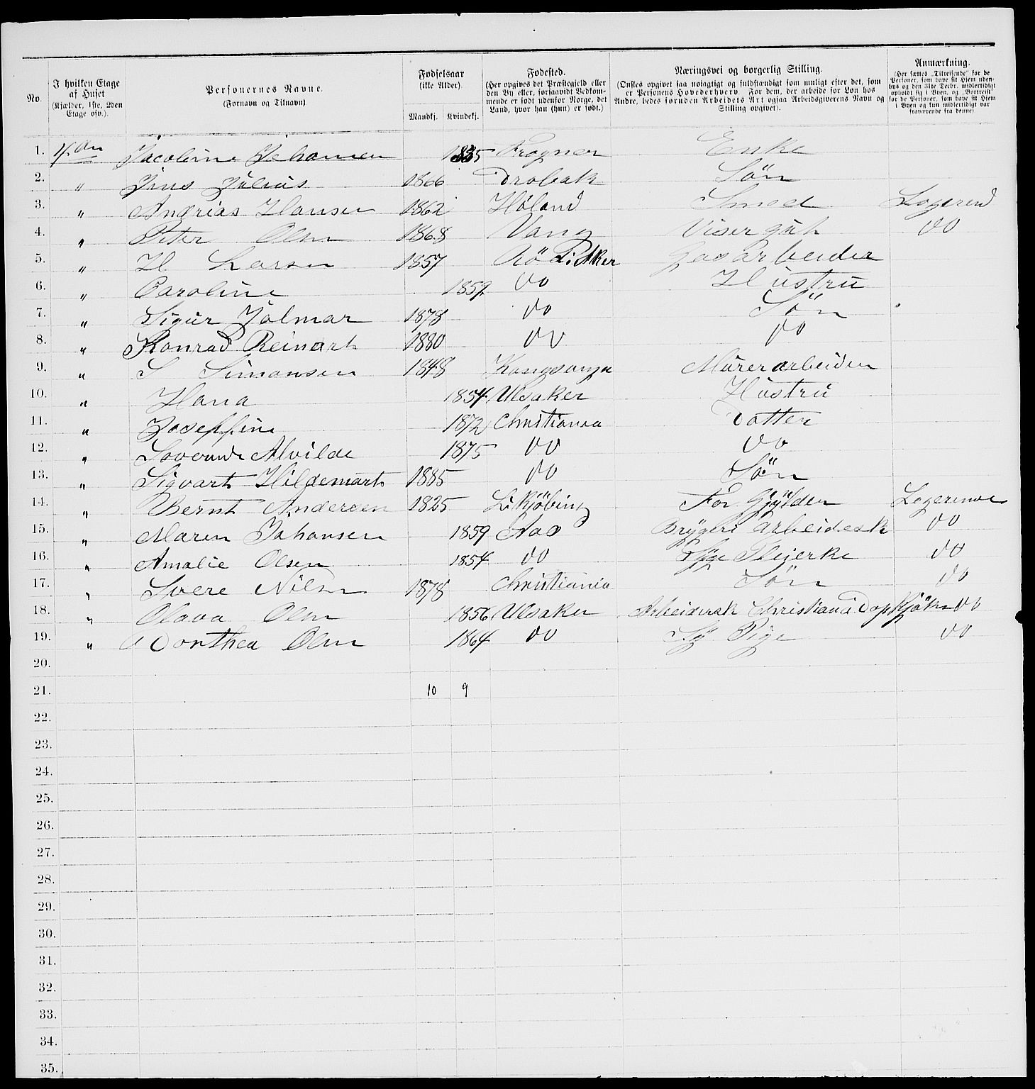 RA, 1885 census for 0301 Kristiania, 1885, p. 7310