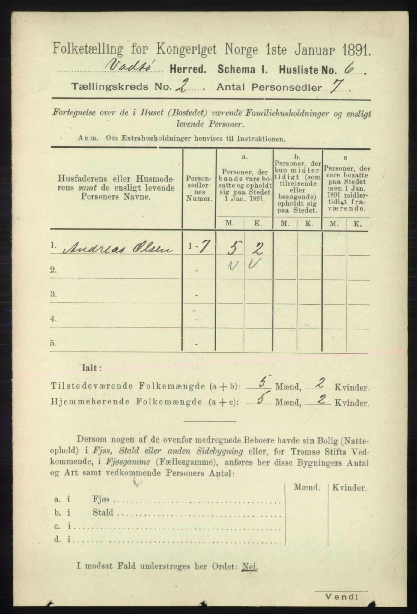 RA, 1891 census for 2029 Vadsø, 1891, p. 409