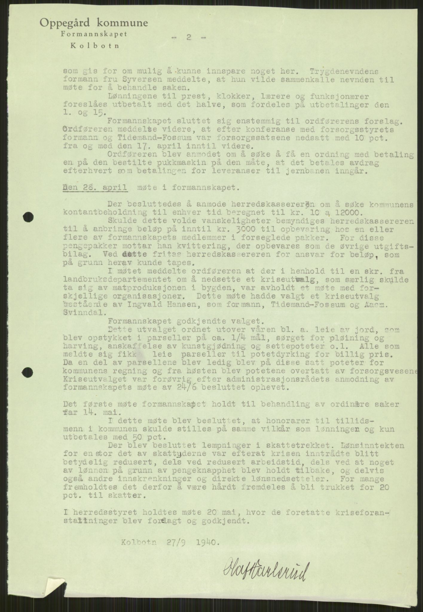 Forsvaret, Forsvarets krigshistoriske avdeling, AV/RA-RAFA-2017/Y/Ya/L0013: II-C-11-31 - Fylkesmenn.  Rapporter om krigsbegivenhetene 1940., 1940, p. 812