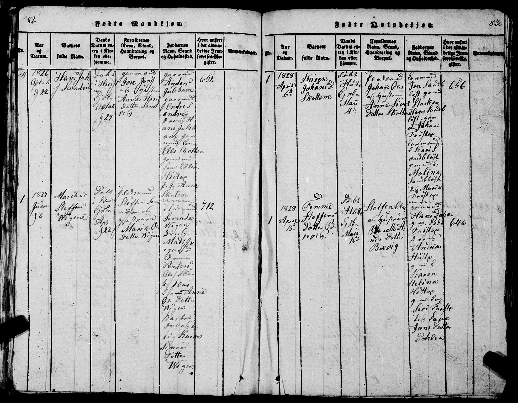 Ministerialprotokoller, klokkerbøker og fødselsregistre - Møre og Romsdal, AV/SAT-A-1454/567/L0781: Parish register (copy) no. 567C01, 1818-1845, p. 82-83