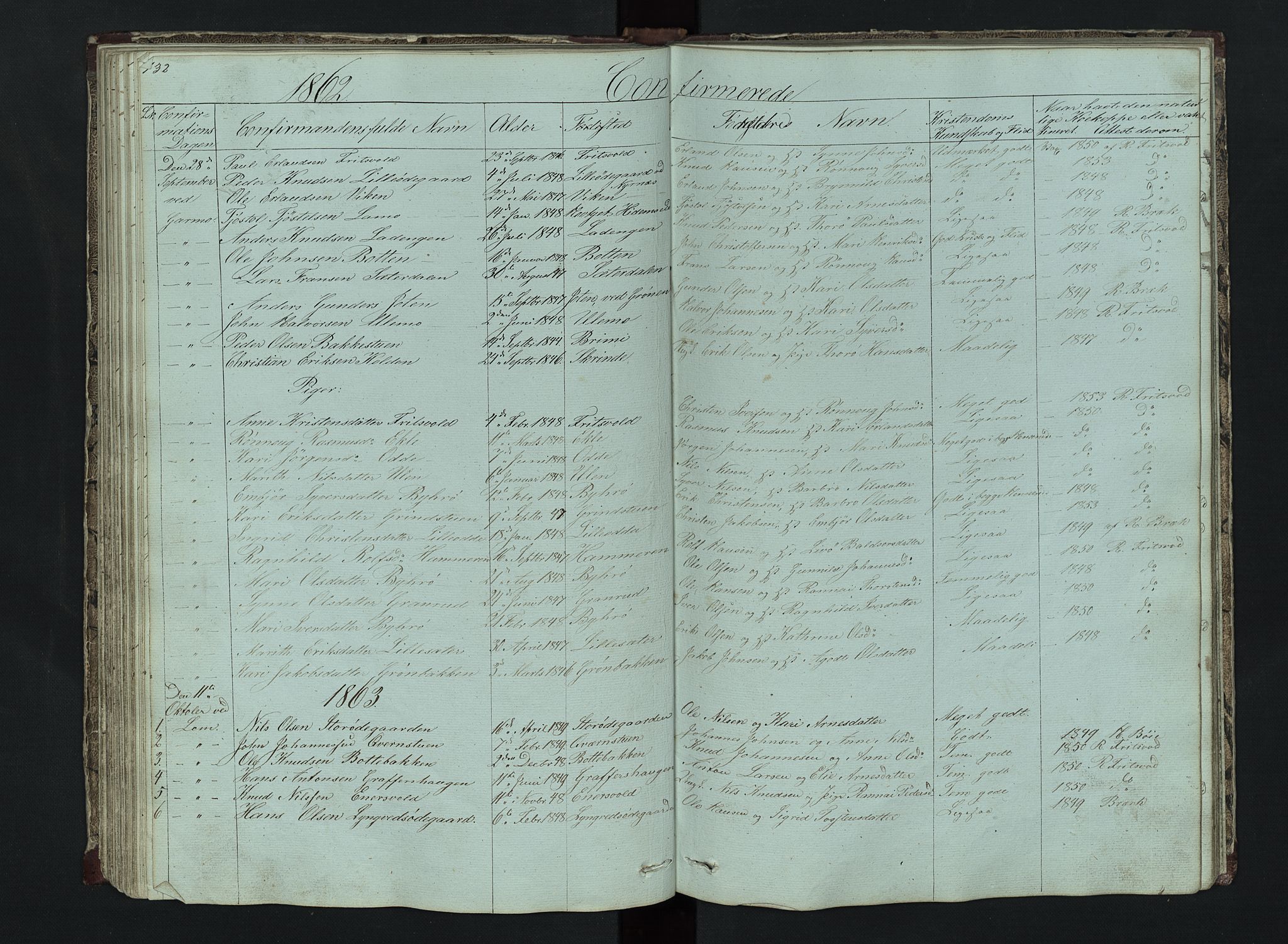 Lom prestekontor, SAH/PREST-070/L/L0014: Parish register (copy) no. 14, 1845-1876, p. 132-133