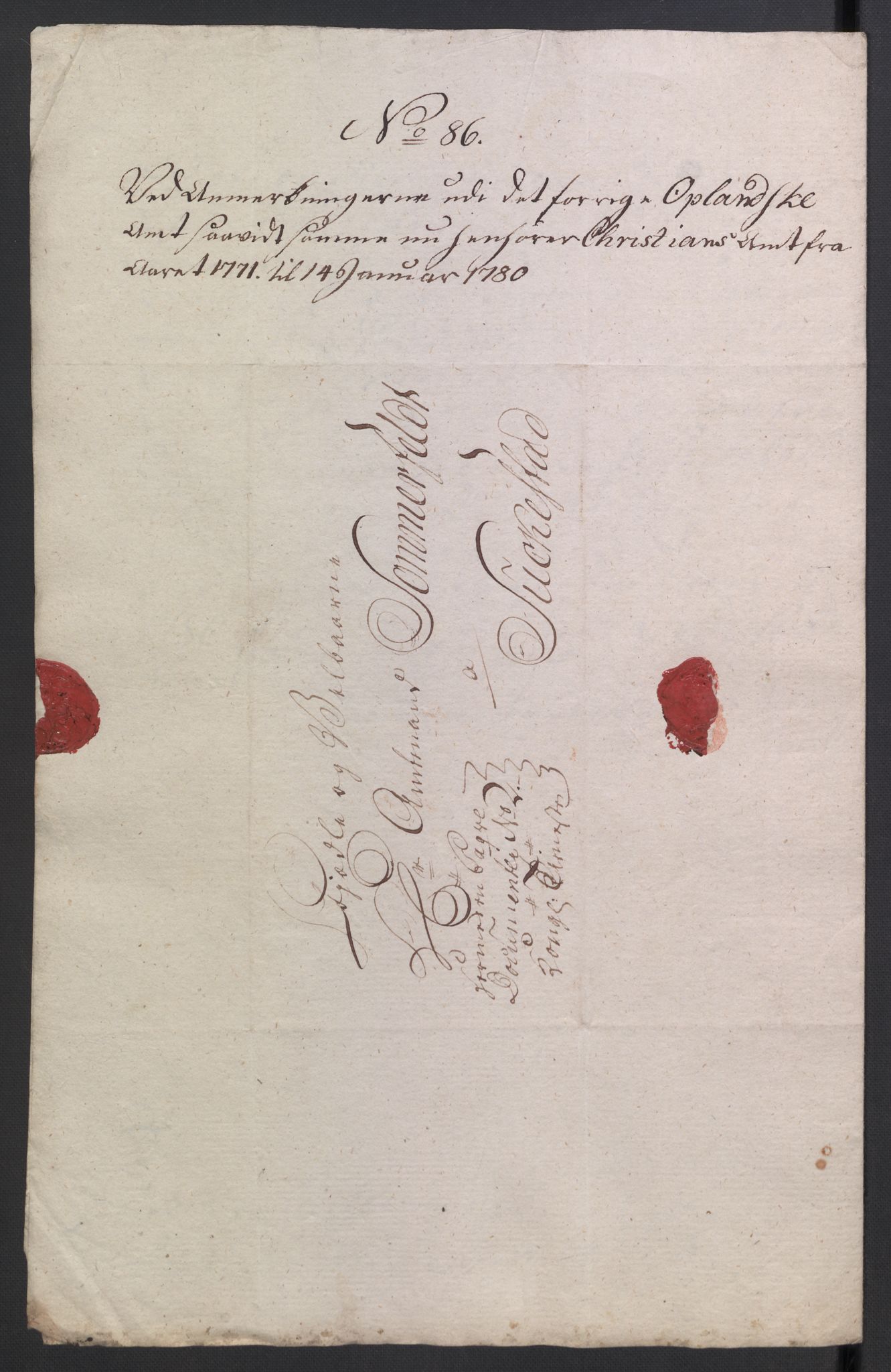 Rentekammeret inntil 1814, Reviderte regnskaper, Mindre regnskaper, AV/RA-EA-4068/Rb/L0014: Opplands amt, 1771-1779, p. 777