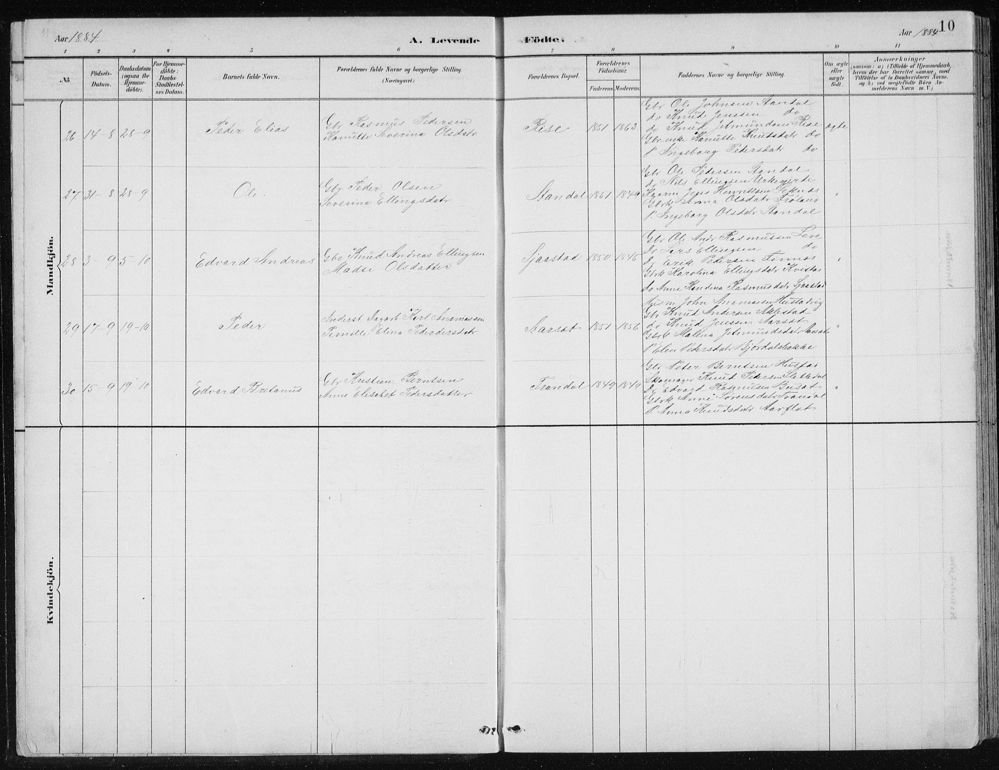 Ministerialprotokoller, klokkerbøker og fødselsregistre - Møre og Romsdal, AV/SAT-A-1454/515/L0215: Parish register (copy) no. 515C02, 1884-1906, p. 10