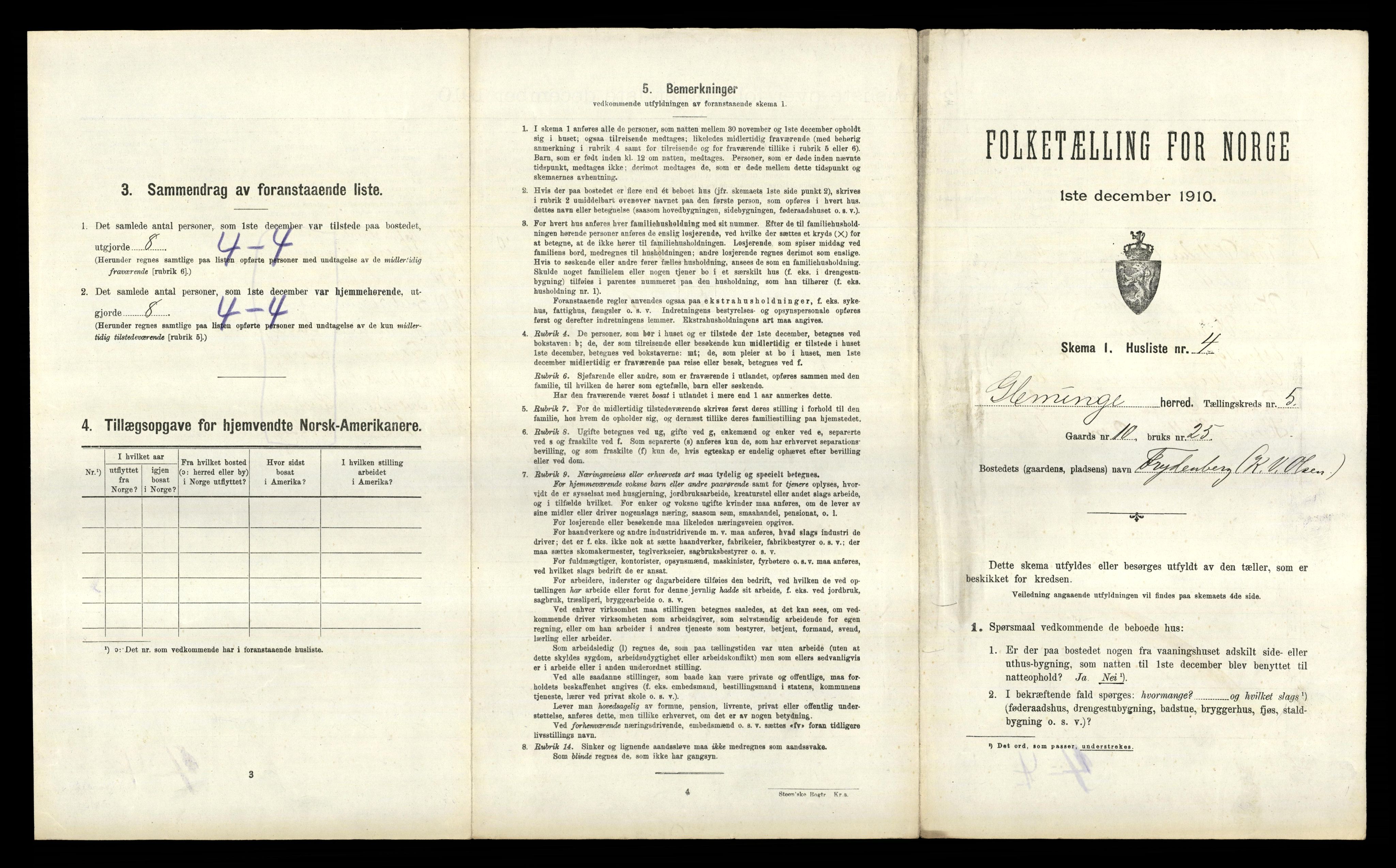 RA, 1910 census for Glemmen, 1910, p. 2198