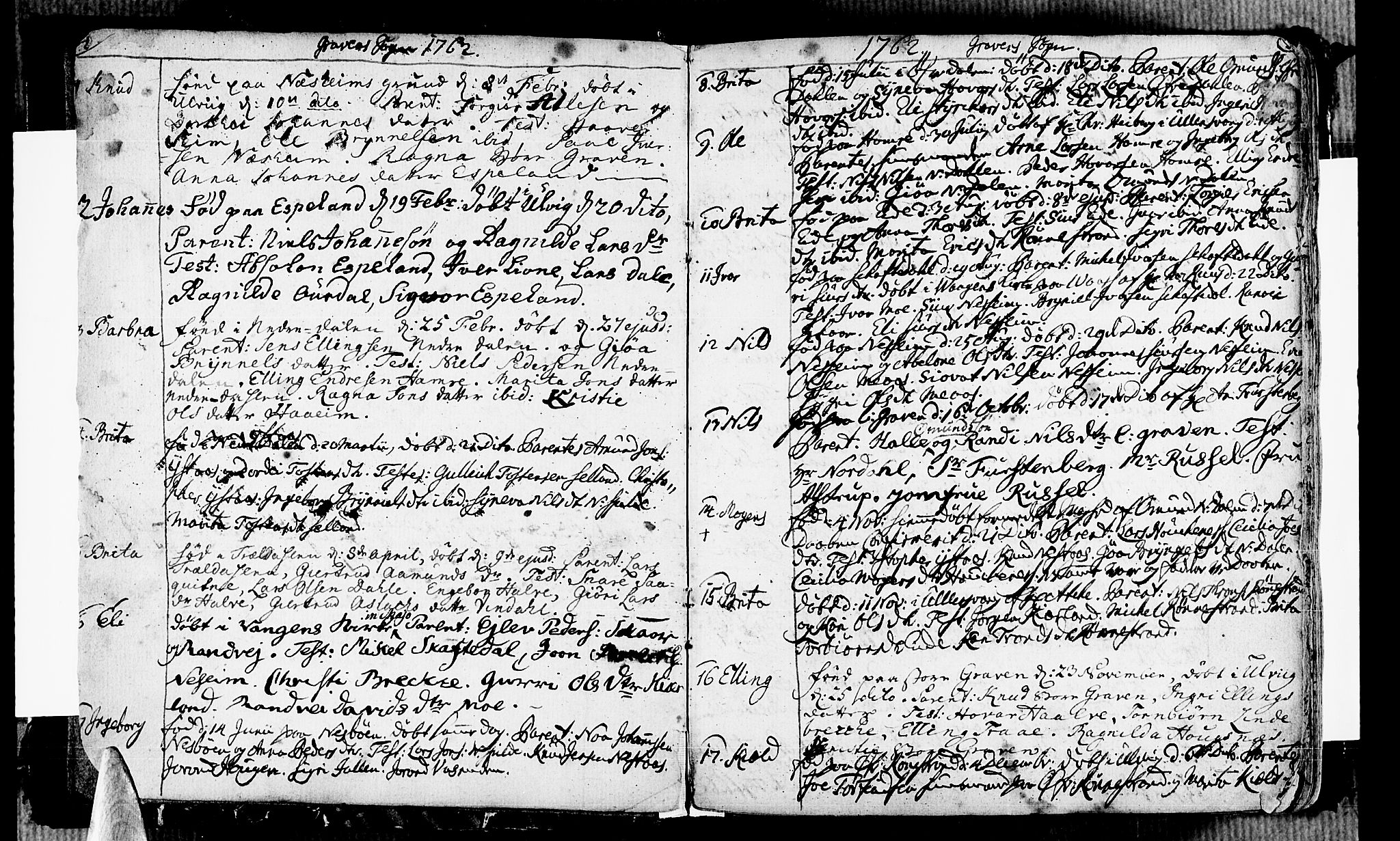 Ulvik sokneprestembete, SAB/A-78801/H/Haa: Parish register (official) no. A 7, 1761-1792, p. 4-5